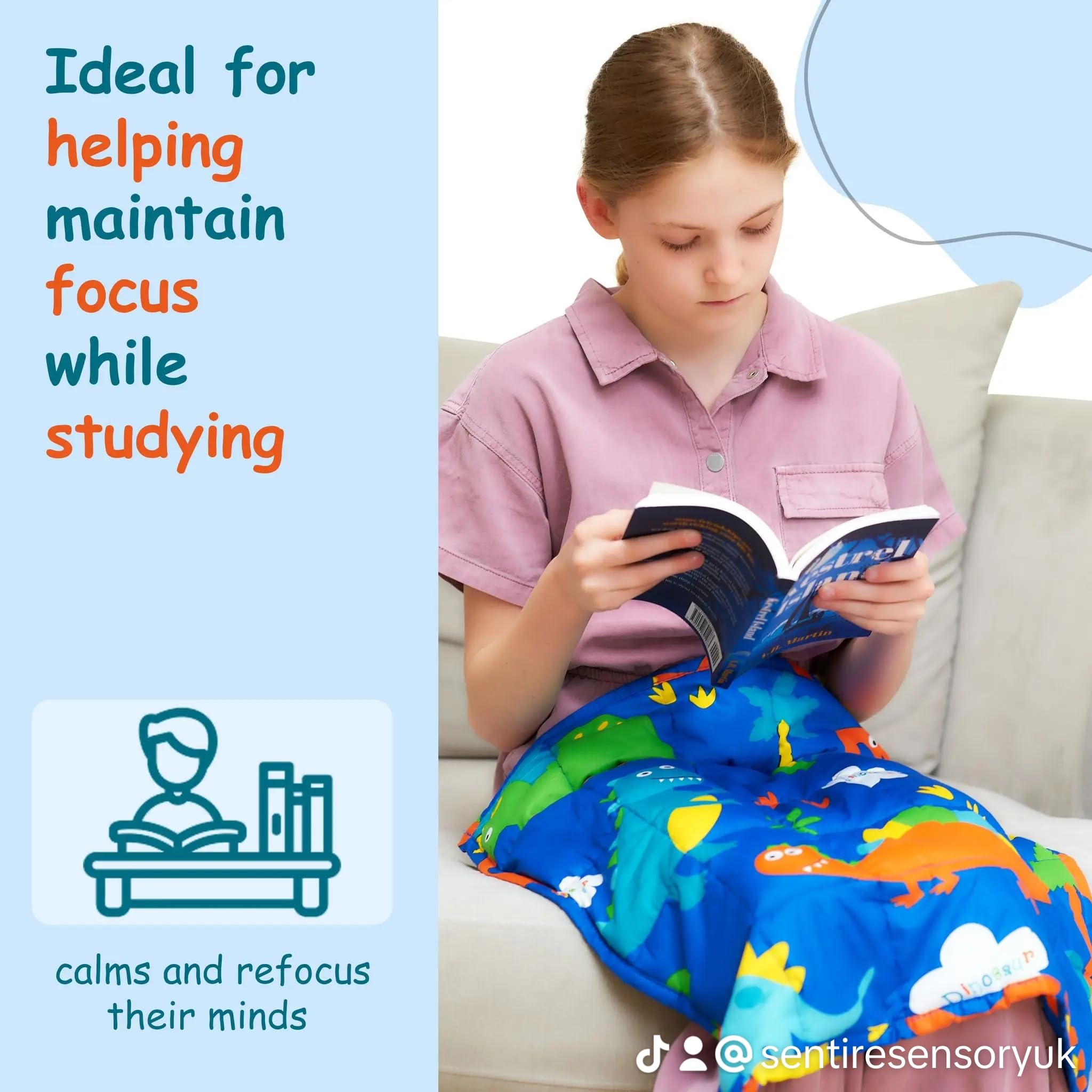 Sentire-Sensory UK, Weighted Lap Pad 3LB (1.4kg), 58 x 63cm LARGER Size for Older Primary Children (Ages 5-10) - Image 4