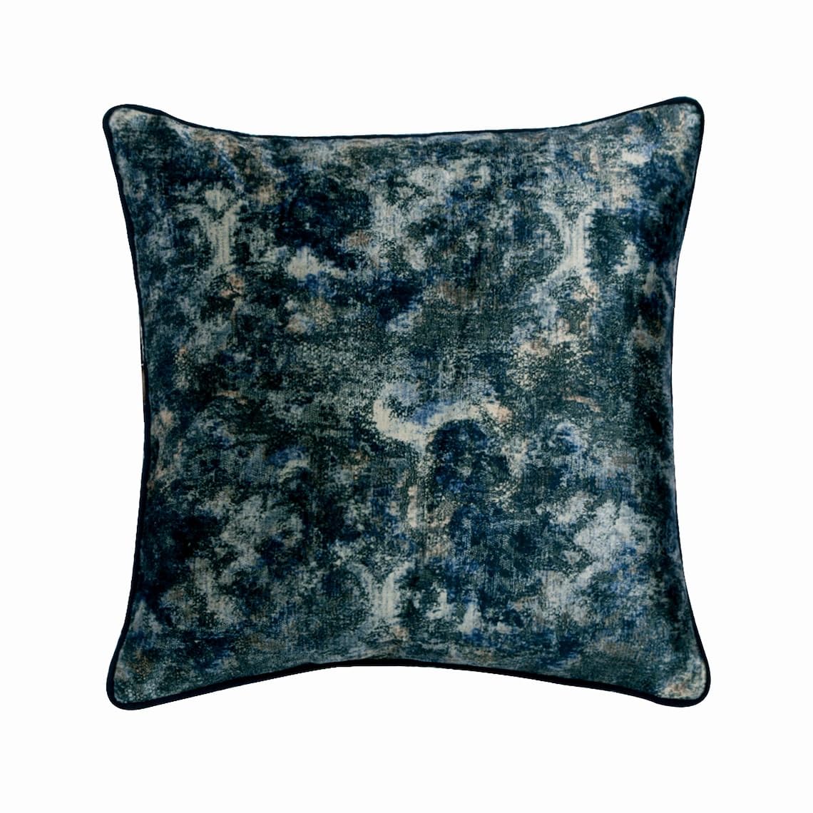The HomeCentric Decorative Blue Cushion Cover 50x50 cm (20x20 inch), Printed Velvet Square Throw Pillowcases for Couch Abstract Pattern Modern Style Cushion Cover UK - Deeper Blue — image 1