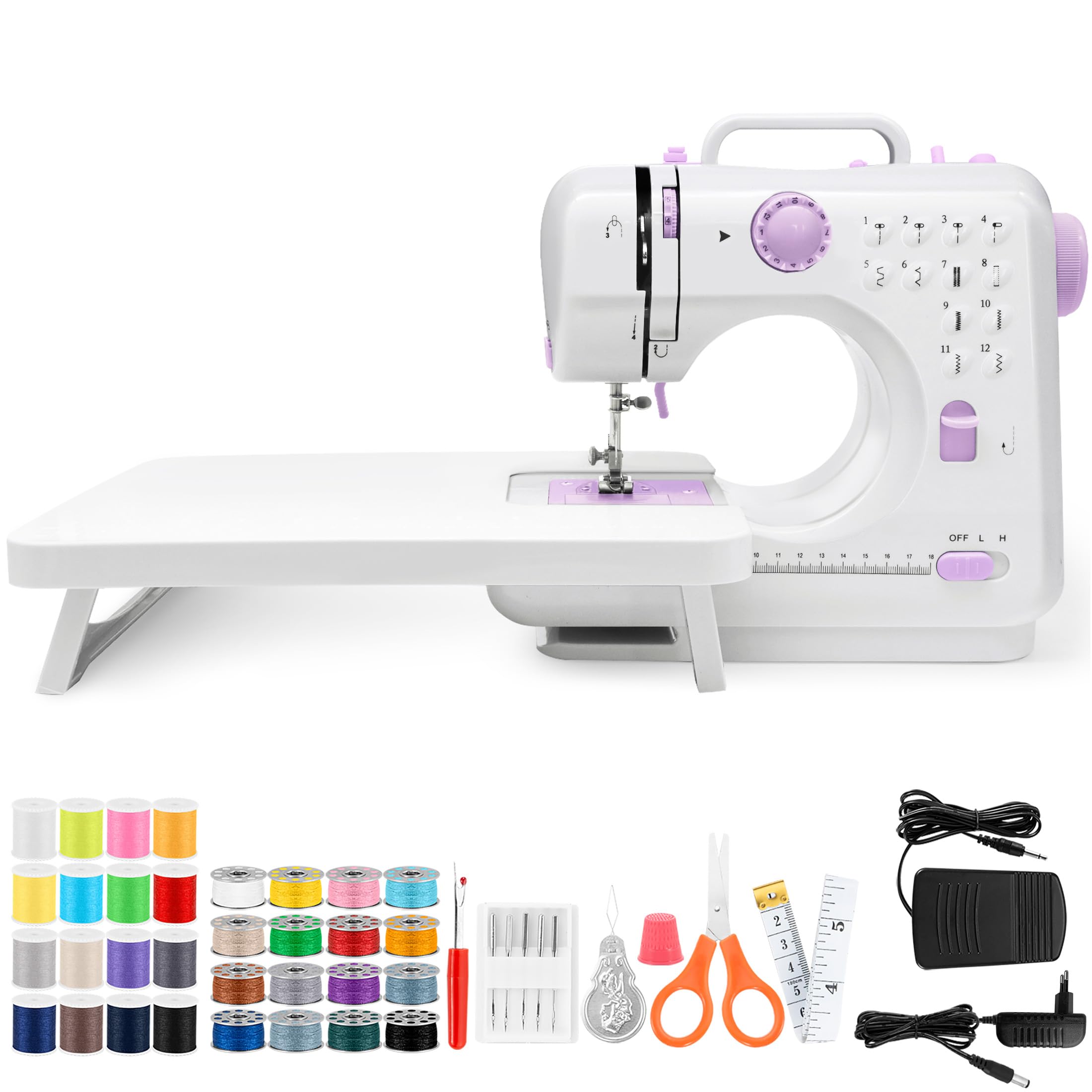 BUXFMHT Mini-Nähmaschine mit Anschiebetisch