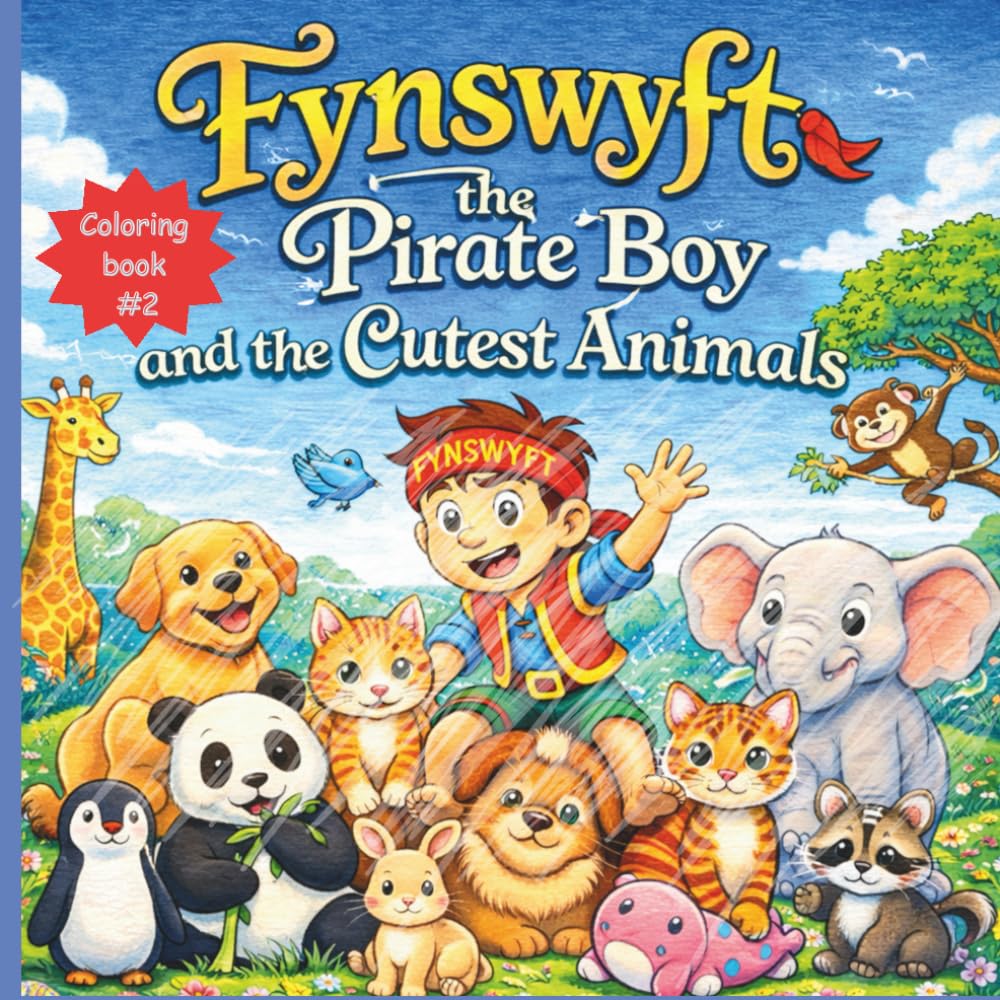 Fynswyft the Pirate boy and the Cutest Animals Coloring Book: Fun pages for relaxation and stress relief - suitable kids and adults (The adventures of Fynswyft the pirate boy)