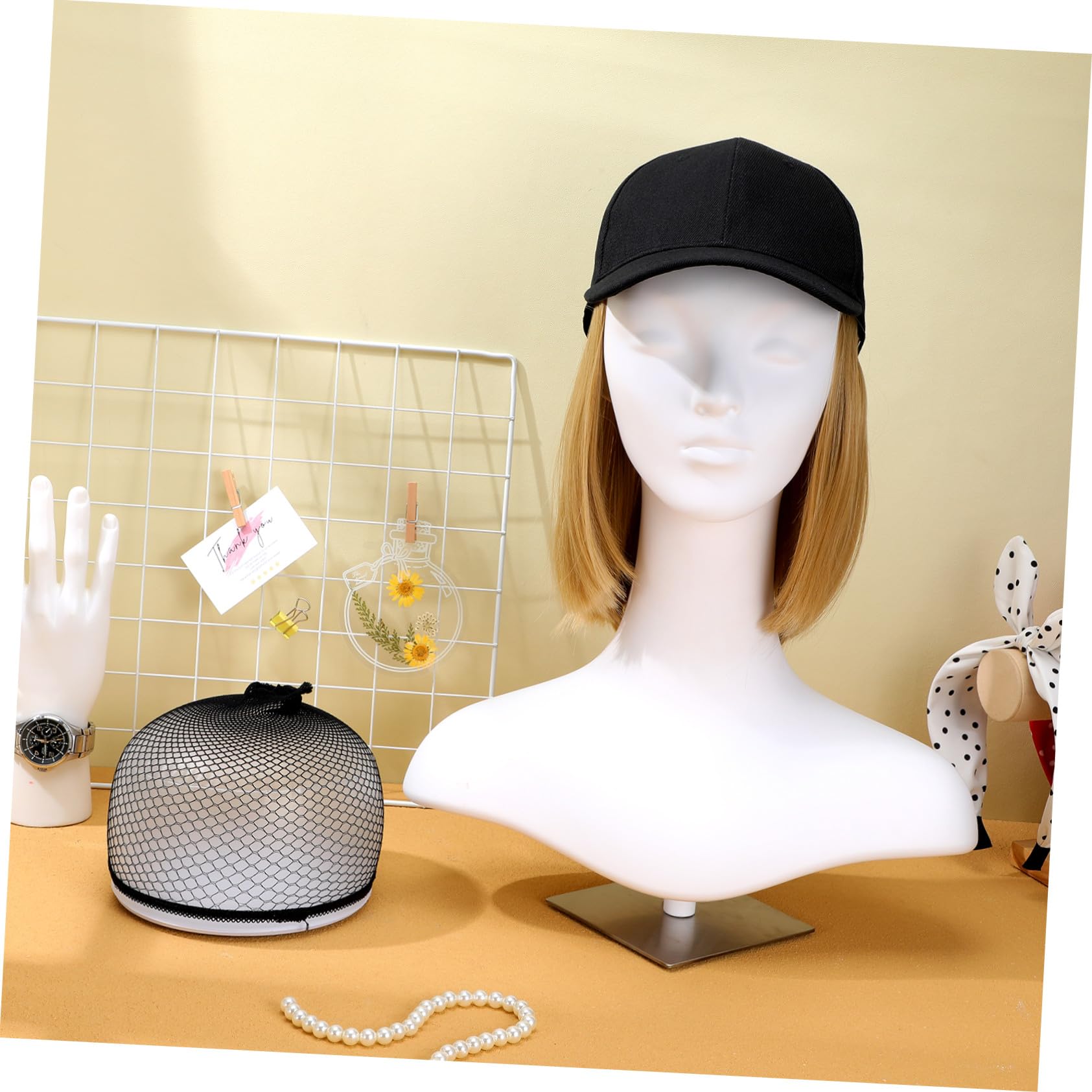 Peluca At118-107 con Gorra para Mujer de Béisbol Corta y Recta