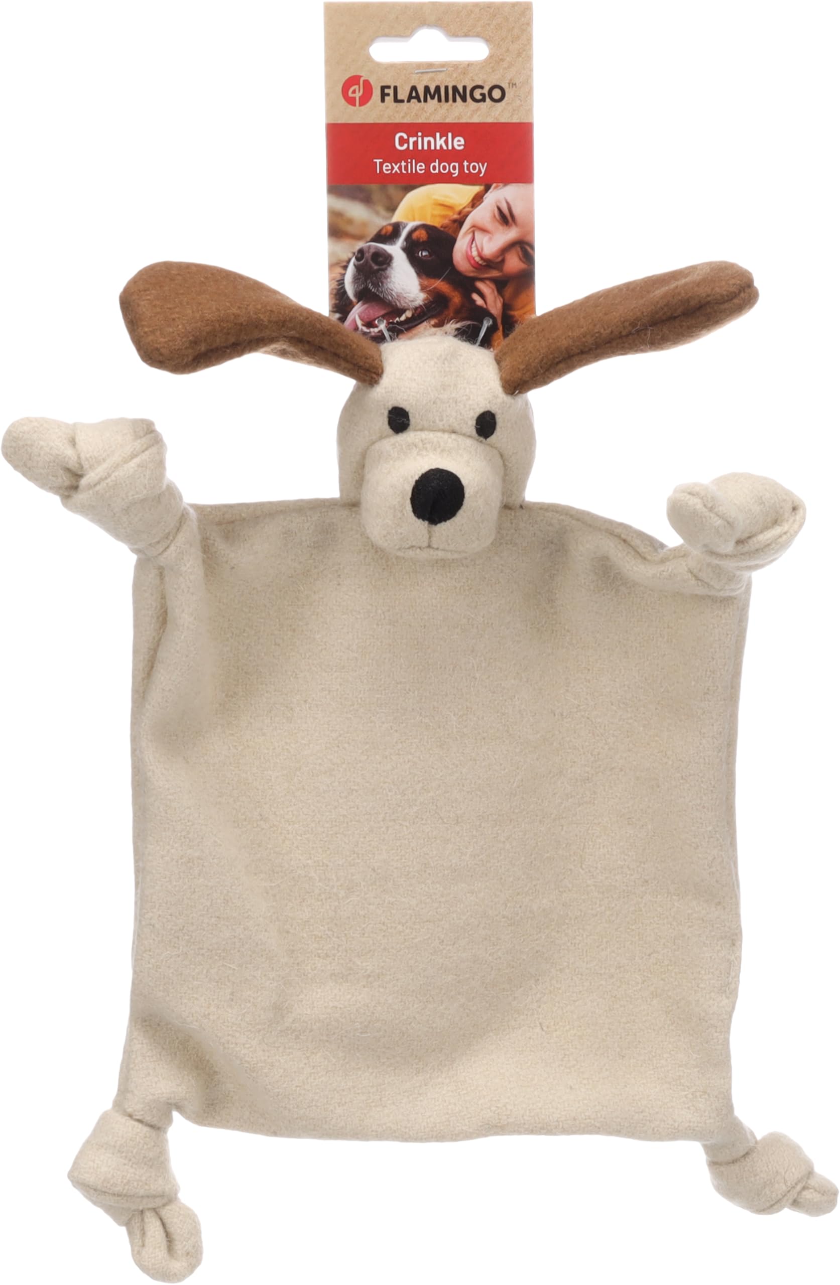 Flamingo TOY NEZWA CRINKLE BLANKET DOG BEIGE 26x6,3x30CM