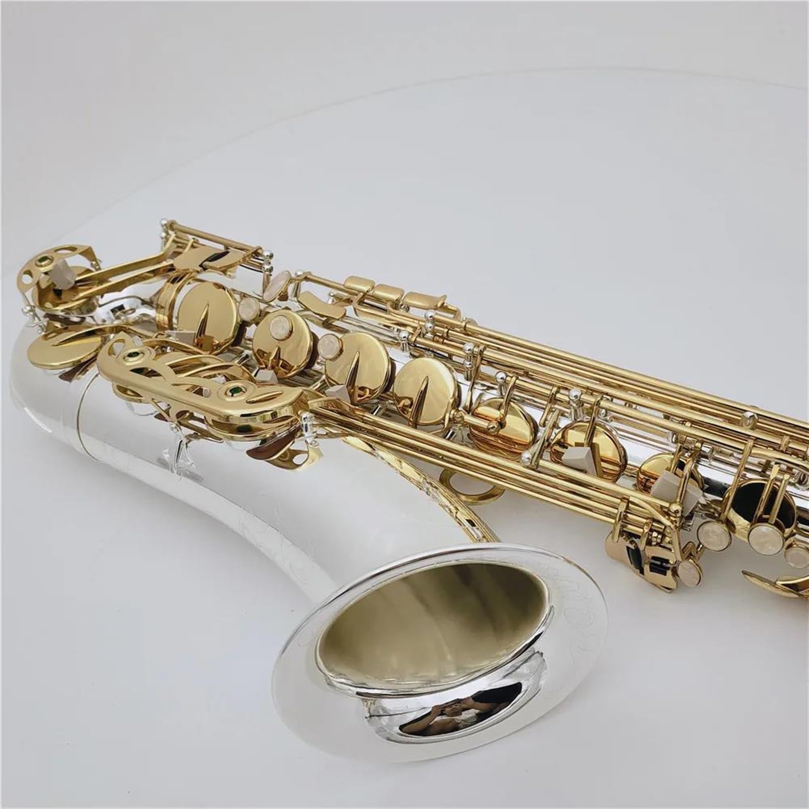 Saksofon Saksofon Tenorowy Bb Tune Posrebrzane Mosiężne Klawisze Instrumenty Dęte Drewniane Z Akcesoriami Do Futerału Na Ustnik (Color : High-end bag)