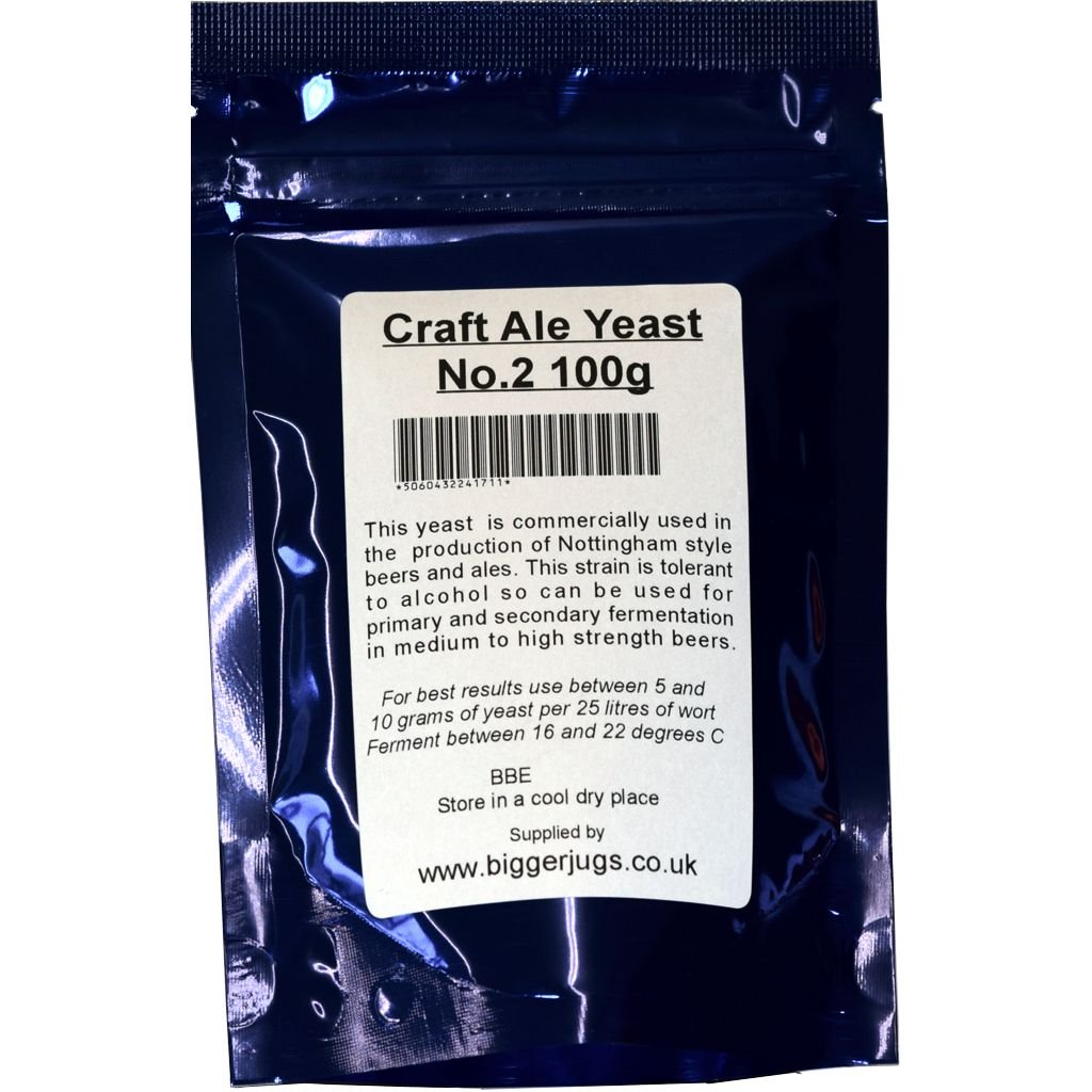 Bigger Jugs Craft Ale Yeast - No. 2 Blue Packet - 100g Resealable Pouch (100g, Blue Packet)