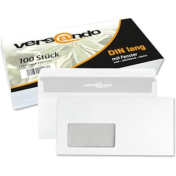versando Envelopes with Window DIN Long 220 x 110 mm White Pack of 100