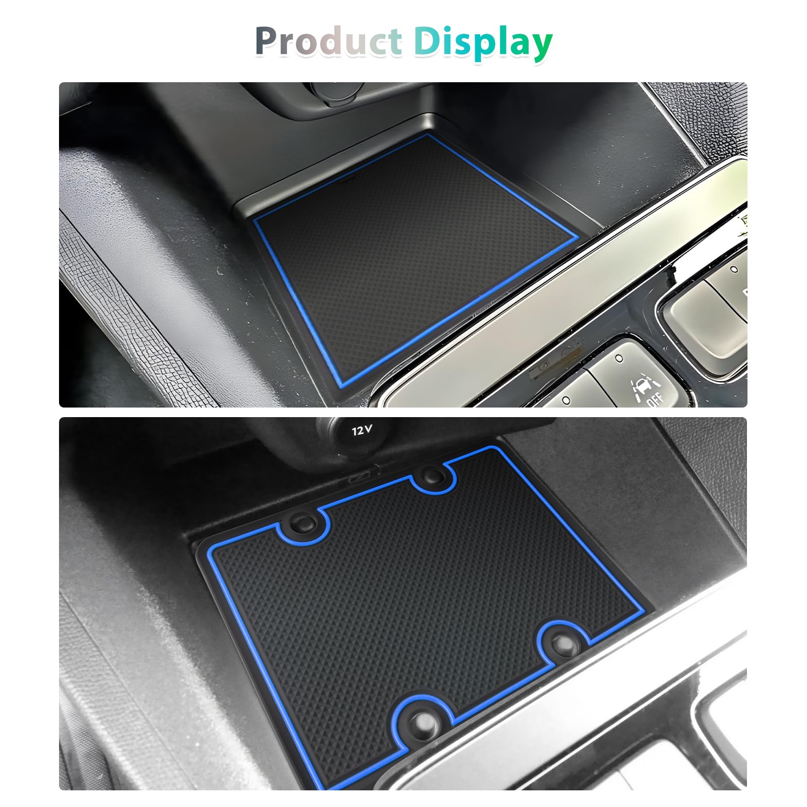 GAFAT Compatibile con Opel Mokka B Mokka-e 2021–2024 2025 2026 Tappetini Antiscivolo, Facelift Mokka e Tappetino Gomma per Console Centrale, Cuciture Porte, Accessori Mokka-B (Blu)