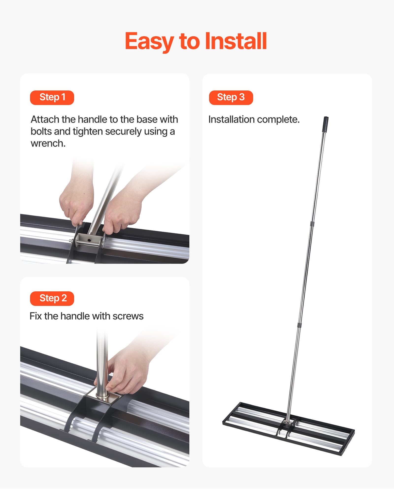 VEVOR Grabie 254 x 914 mm Rolka ze stali nierdzewnej Wyrównanie trawnika z regulowanym uchwytem 213 cm, do ogrodu na farmie pole golfowe