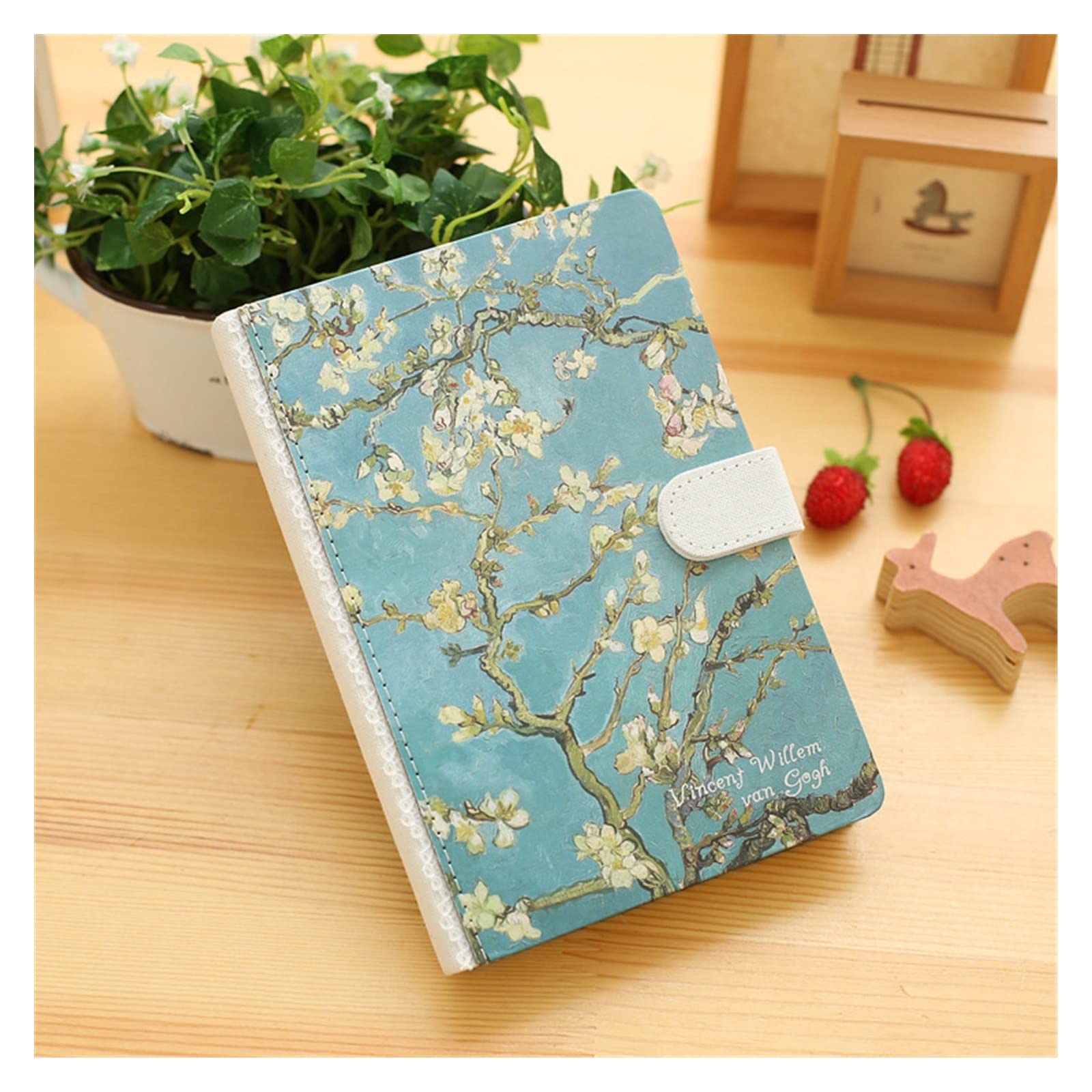 Libro de hebilla magnética de flor y luna de cuaderno Pequeño diario fresco y grueso Libro estudiantil Girl Heart Hand Book Diary (Color : A, Size : A5)