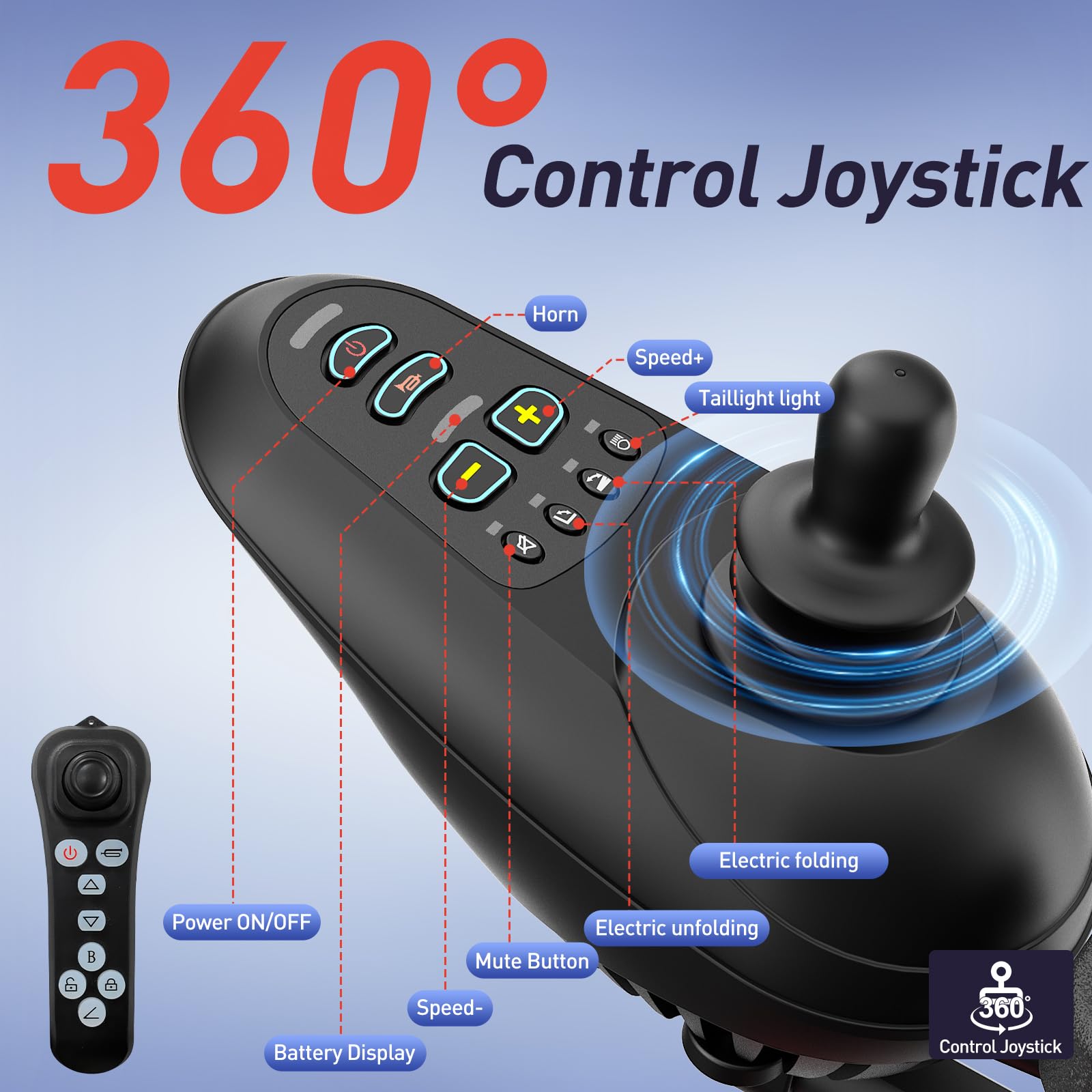 Sedia a Rotelle Pieghevole Ripiegamento Automatico: Carrozzina Elettrica per Anziani con 2 * 12AH Doppia Batteria - 700W Sedia a Rotelle Elettrica Fino a 150KG