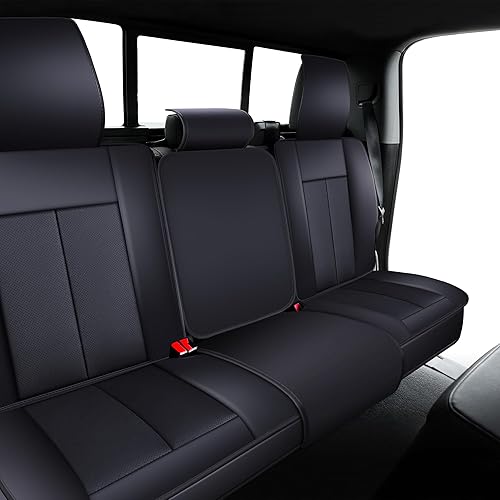 Miniatura 7 de OASIS AUTO Fundas de asiento para Chevy Silverado y GMC Sierra 2007-2025 de cuero de ajuste personalizado para camión, 1500-3500HD Crew Double