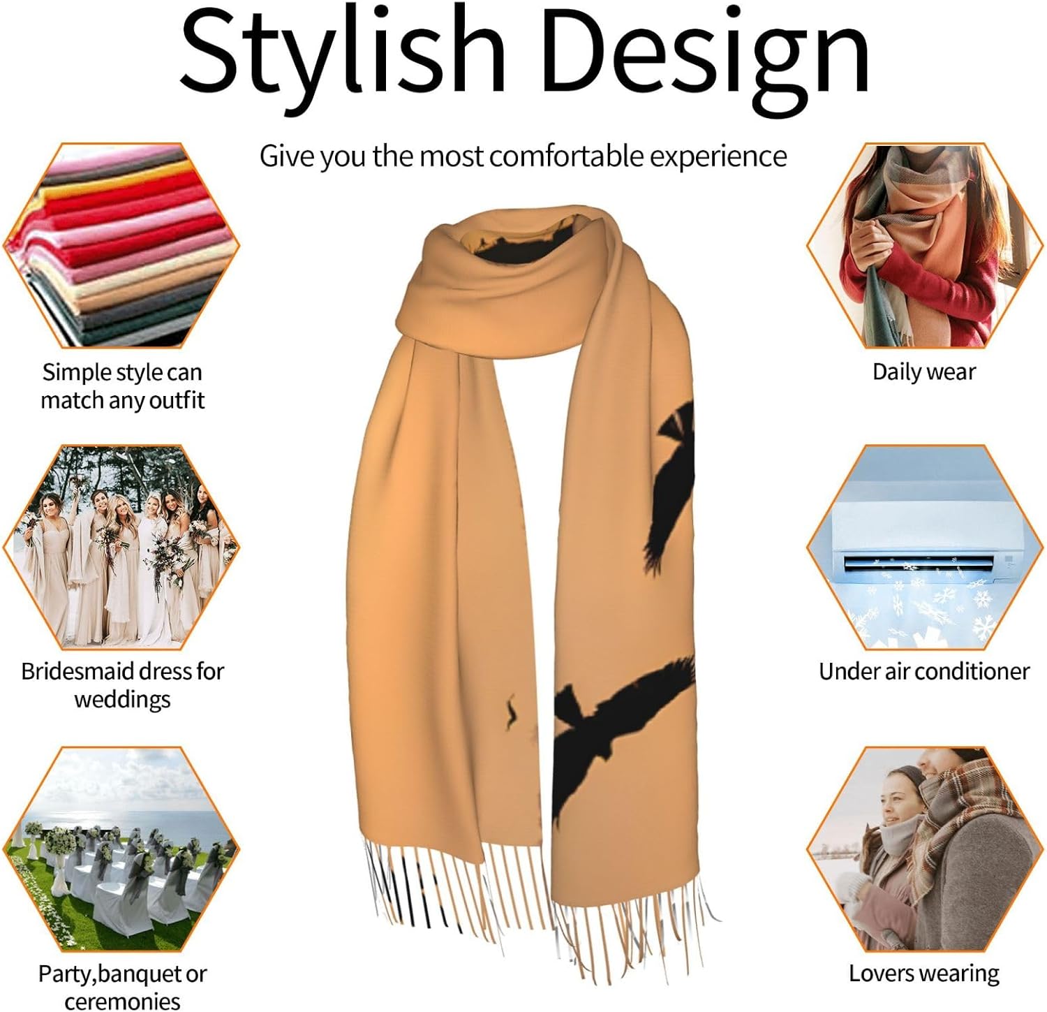 (Oil Painting Duck) Women's Soft Warm Scarf Large Plush Shawl Wrap with Fringe Fashion Winter Scarves for Cold Weather