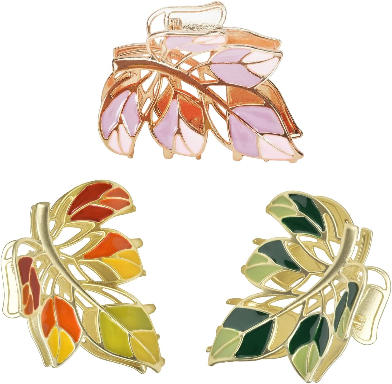 3-Piece Floral Metal Hair Accessories in 3 Colors: Barrettes, Claws, and Clips for Thin to Thick Hair - Elegant, Strong Hold, and Non-Slip