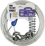 Petest 25ft Reflective Tie-Out Cable for Small Dogs Up to 35 Pounds
