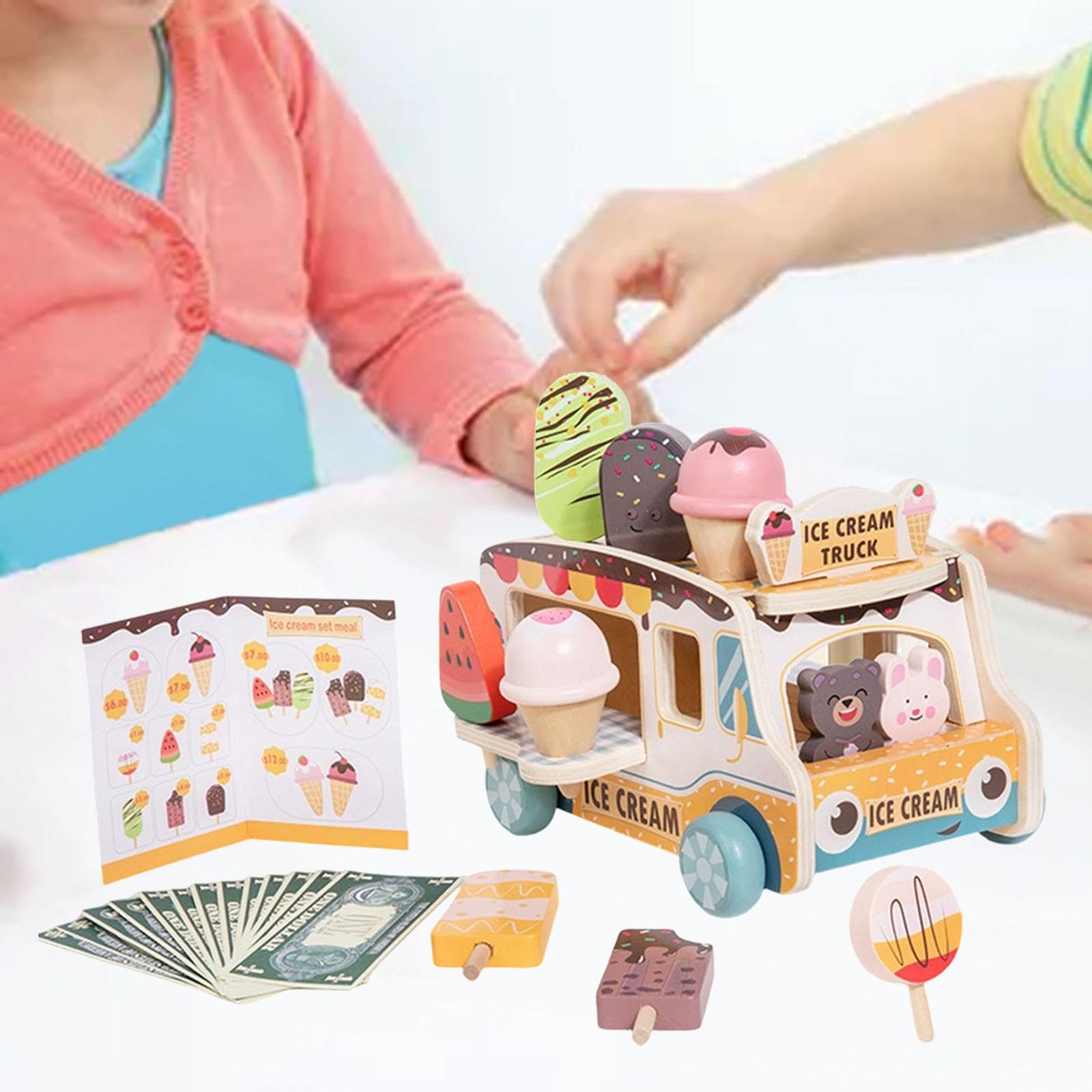 MagiDeal Camión de Helados de Juguete para Juegos de imitación, Desarrollo de Habilidades, Juego de rol imaginativo para niños y niñas en Edad Preescolar.