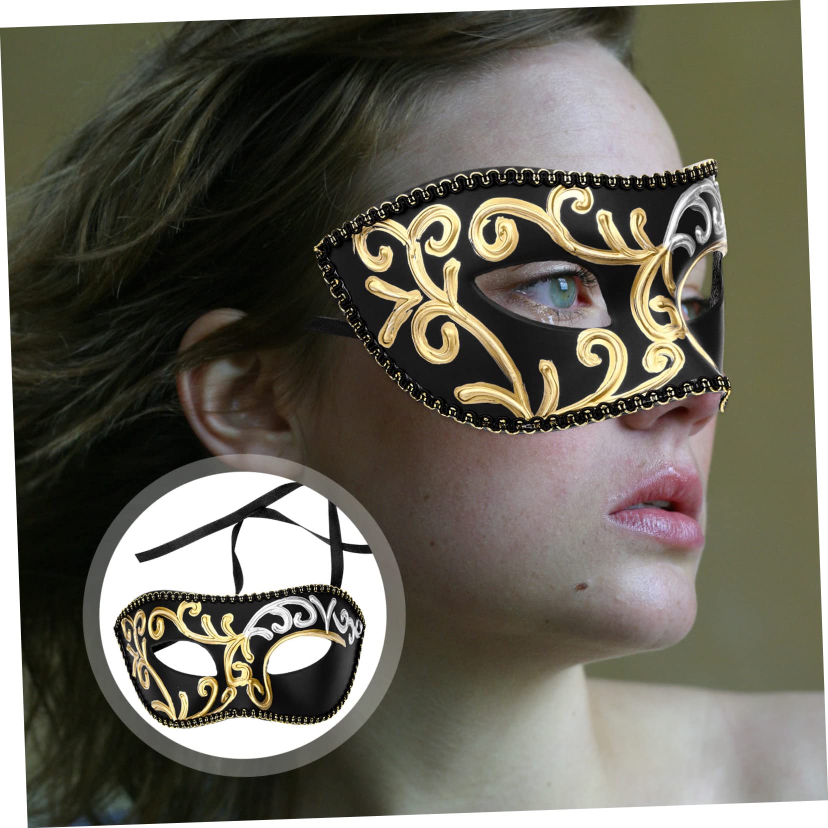 LIFKOME Carnival Half Face Mask Antique Hand Painted Masquerade Mask for Halloween Cosplay Festivals and Parties Elegant Design for Men and Women