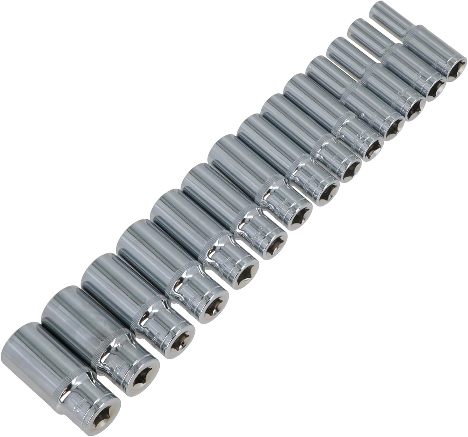 3/8" Drive Double Deep Metric MM Sockets 6 Sided Single Hex 8mm - 21mm 14pc