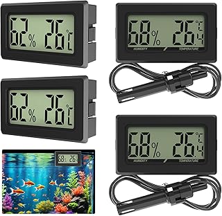 Pequeño monitor digital de temperatura y humedad, higrómetro Fahrenheit con pantalla LCD y sensor de alta precisión para tanques de reptiles, tarros, invernaderos, armarios y espacios de