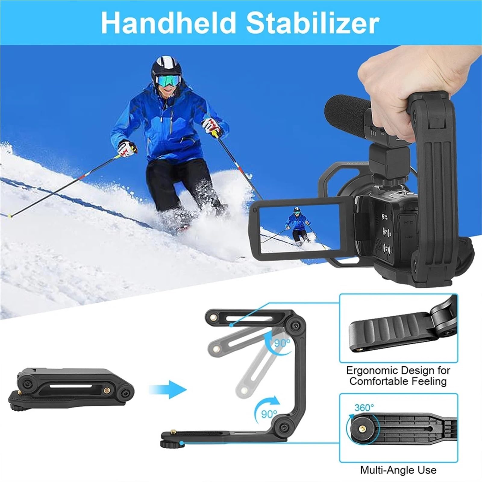 Fotocamere digitali 4K, videocamera professionale for Vlog WiFi Fotocamera 48MP con zoom digitale 18X Webcam Leggero(No TF Card,B)