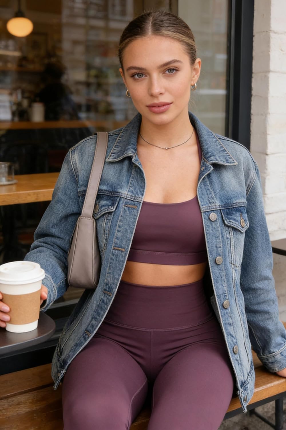 Workout Sets for Women 2 Piece Seamless High-Waisted Leggings & Cross Back Padded Sports Bra for Yoga Pilates - Image 4