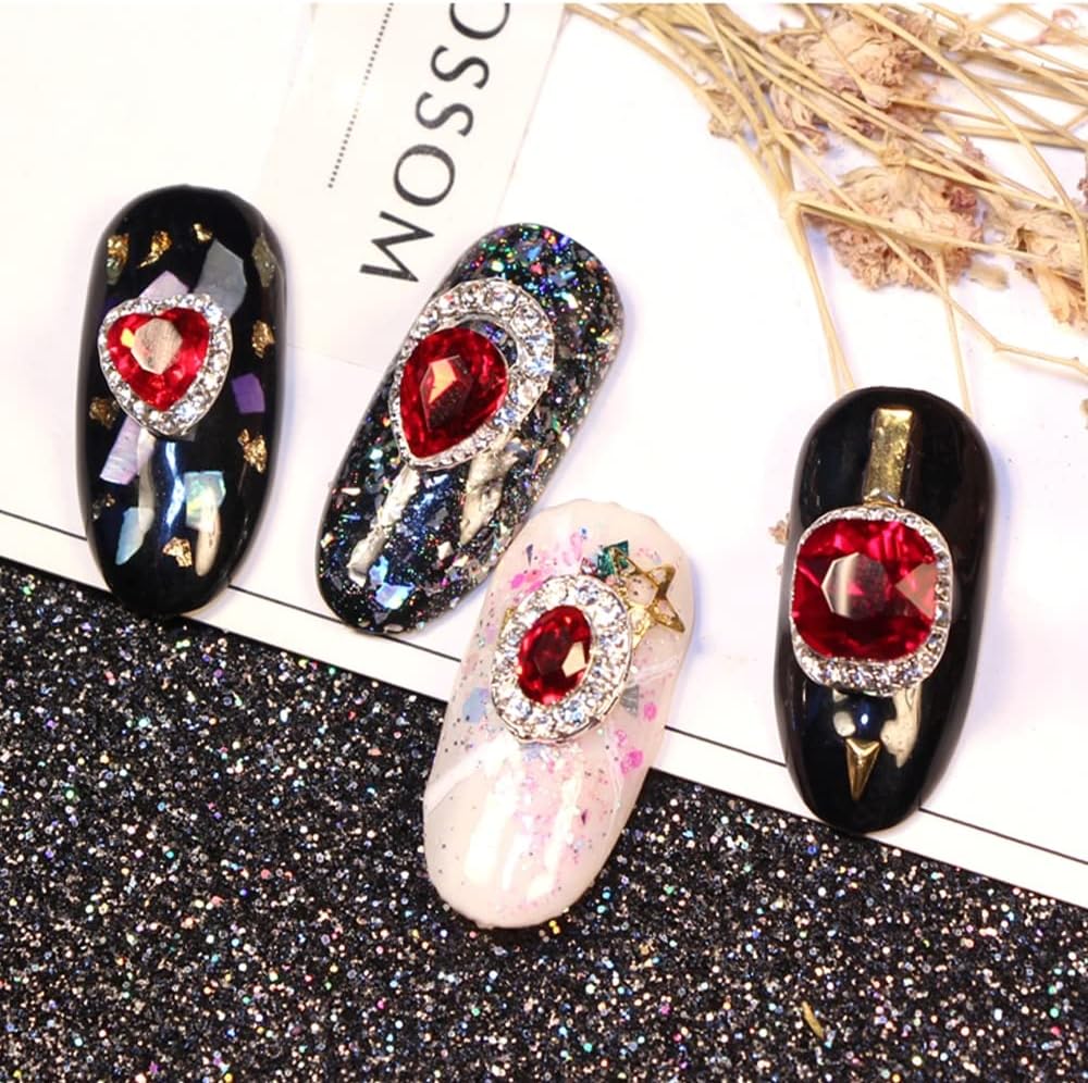 100Pcs Mixed Ruby Zircon Nail Charms 3D Rhinestone Glass Gems Jewelry Parts Luxurious Nail Decoration Accessories for Manicure*-