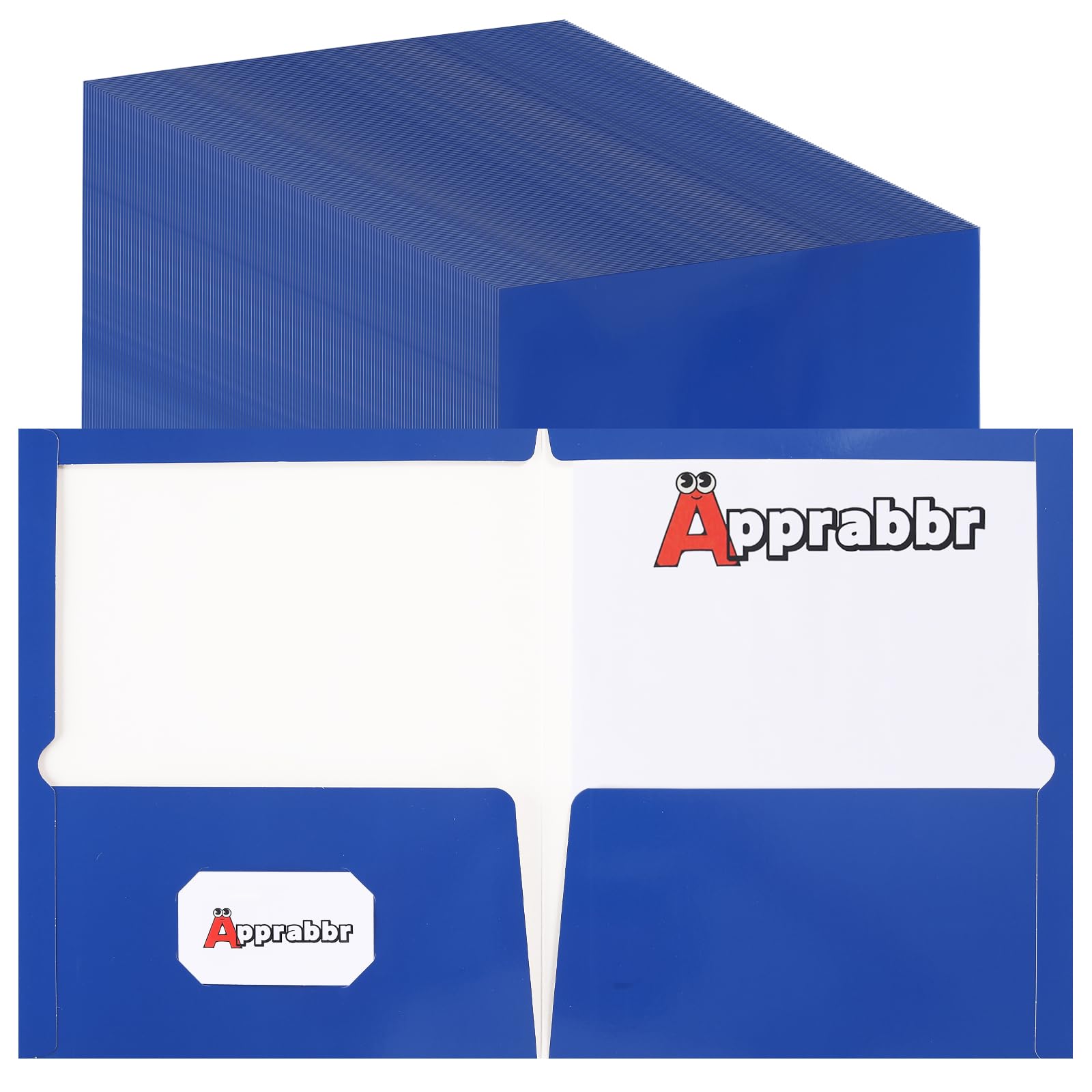 100 Stück Ordner mit zwei Fächern für Briefgröße, glänzendes blaues Papier