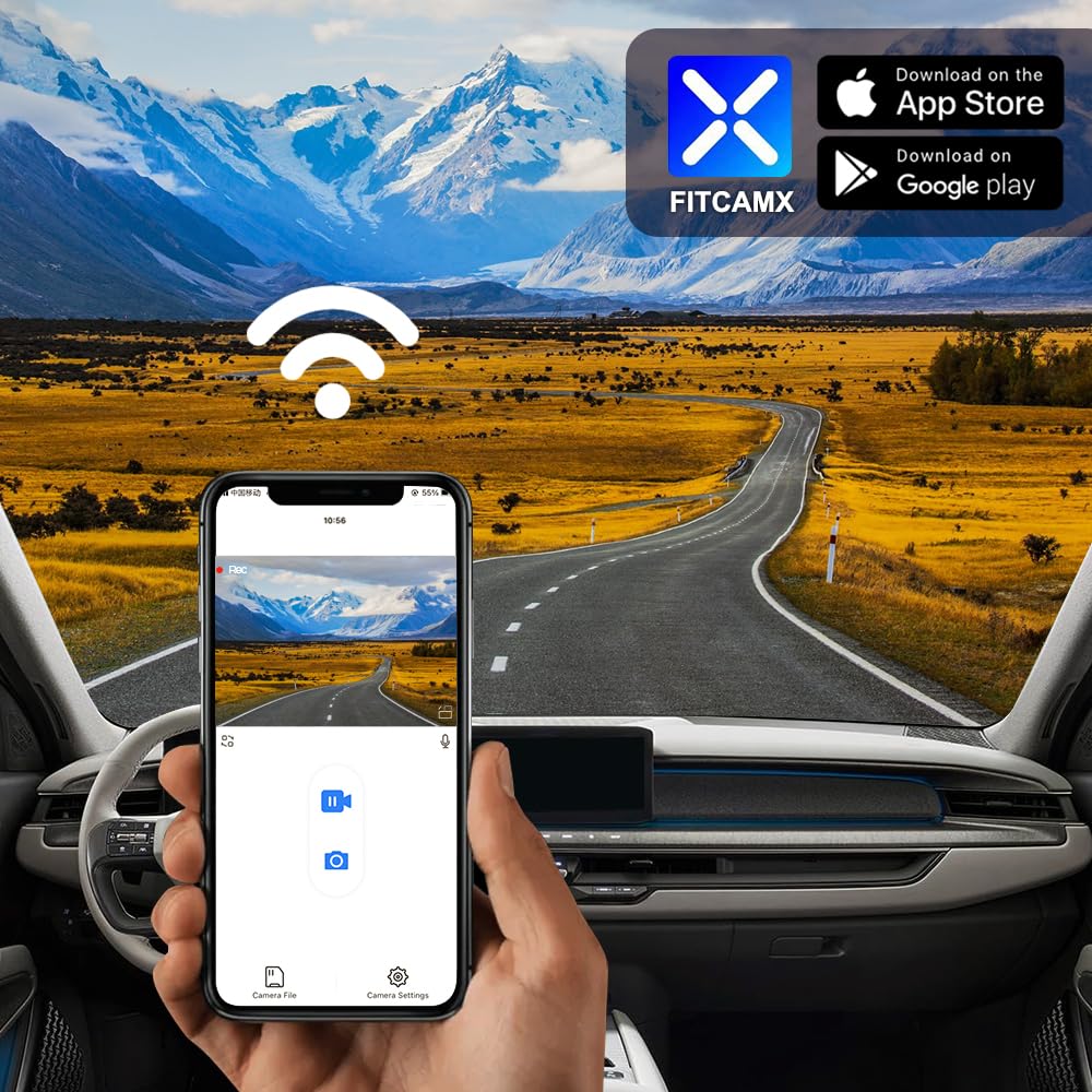 Fitcamx Caméra de Voiture Compatible avec Kia EV9 2023-2026 (Part No#DO000/DO500), OEM Dashcam 4K 2160P UHD Video WiFi, G-Senseur, Enregistrement en Boucle, WDR Dashcam Voiture, Plug&Play, Carte 64 Go