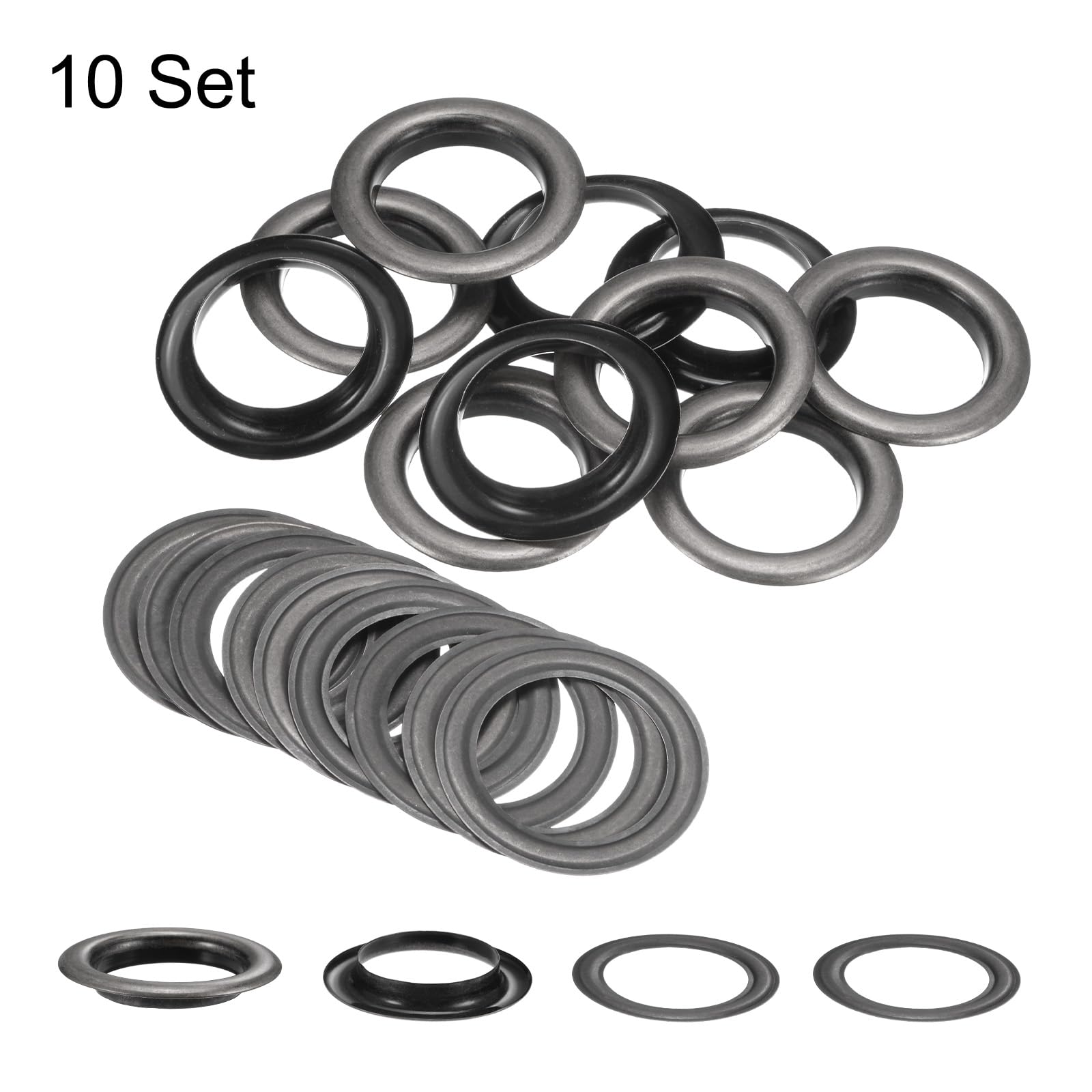 QUARKZMAN 10 Juegos de Ojales con Arandelas de 40mm Kit de Ojales de Metal de Cobre para Telas Cortinas Cinturones de Cuero Zapatos Bolsas Proyectos de Bricolaje Color Gris Plomizo