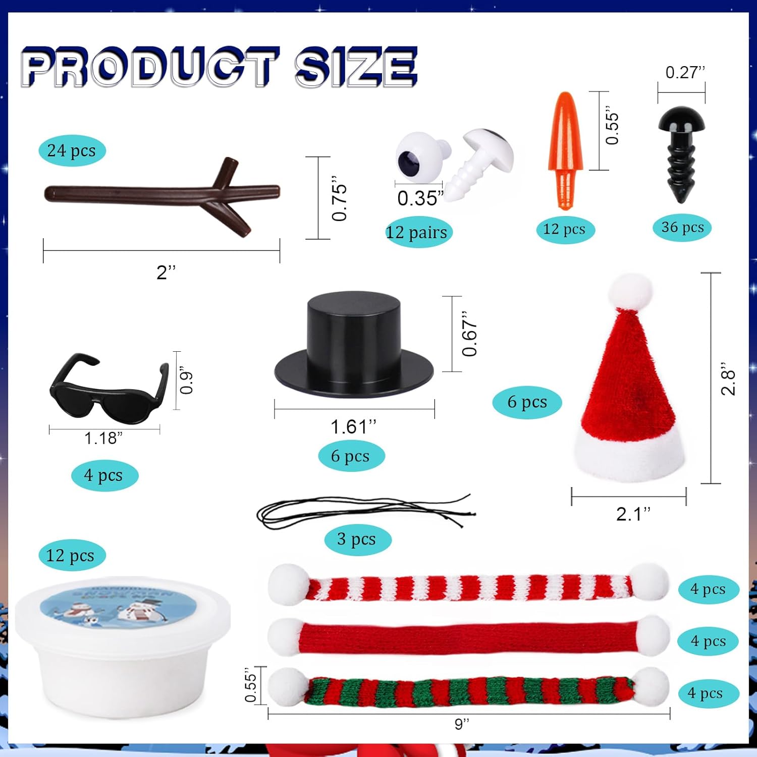BANBBUR 21 Pack Christmas Stocking Stuffers for Kids,Christmas Crafts Build a Snowman Kit Snowman Crafts for Kids