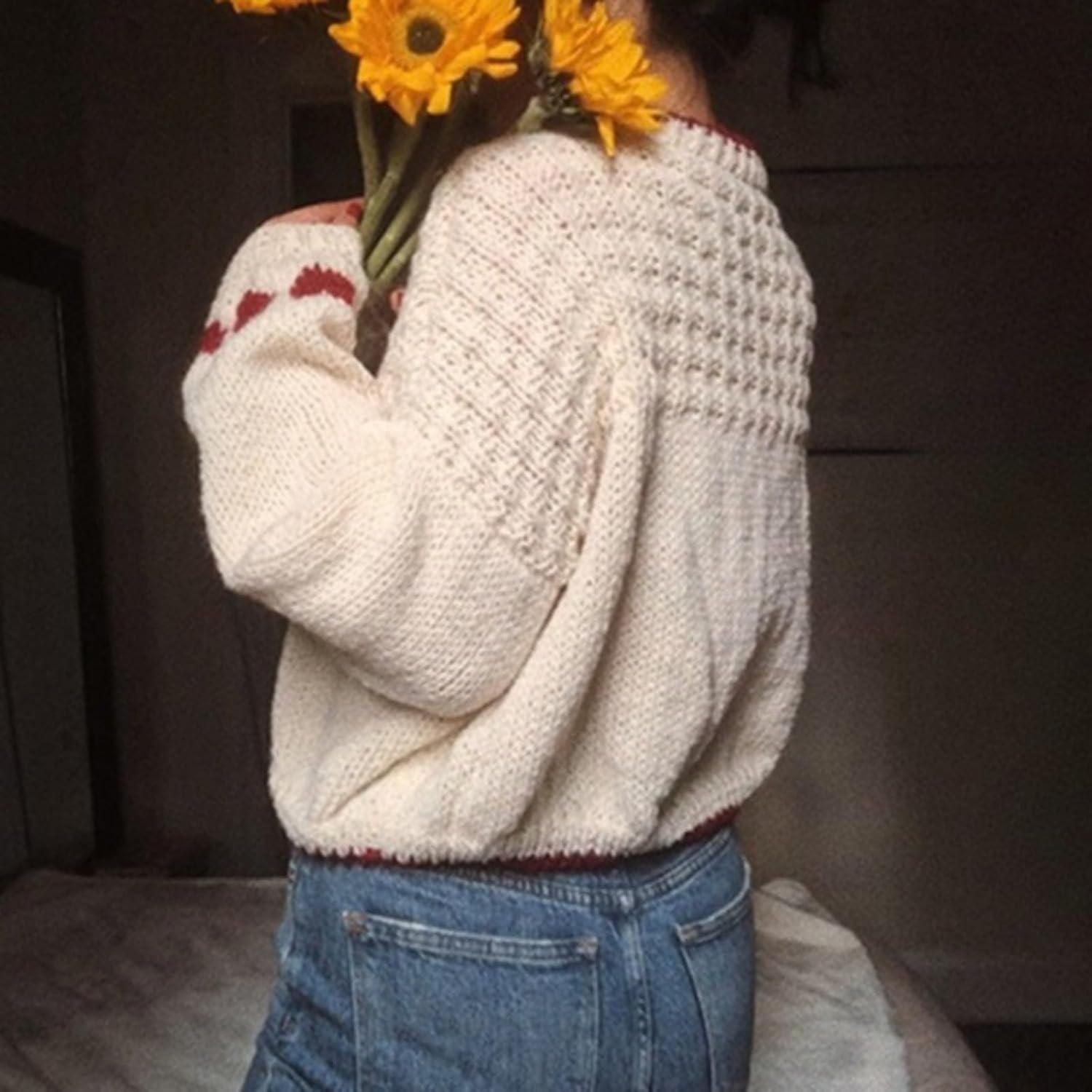 Cute Bow Sweaters for Women Long Sleeve Cozy Pullover Fall Winter Y2K Tops Aesthetic Clothes Outfits