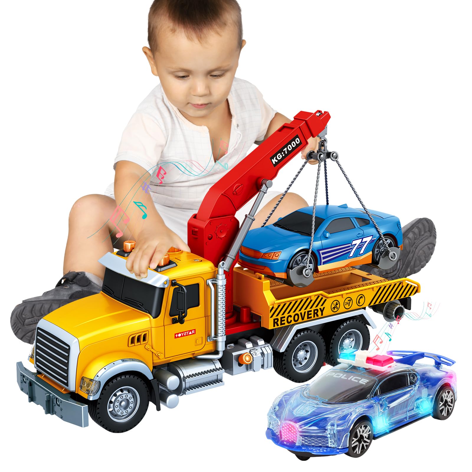 lonfypeng Kids Truck Toys for 3 4 5 7 Years Old Boys, Vehicle with Lights and Sounds