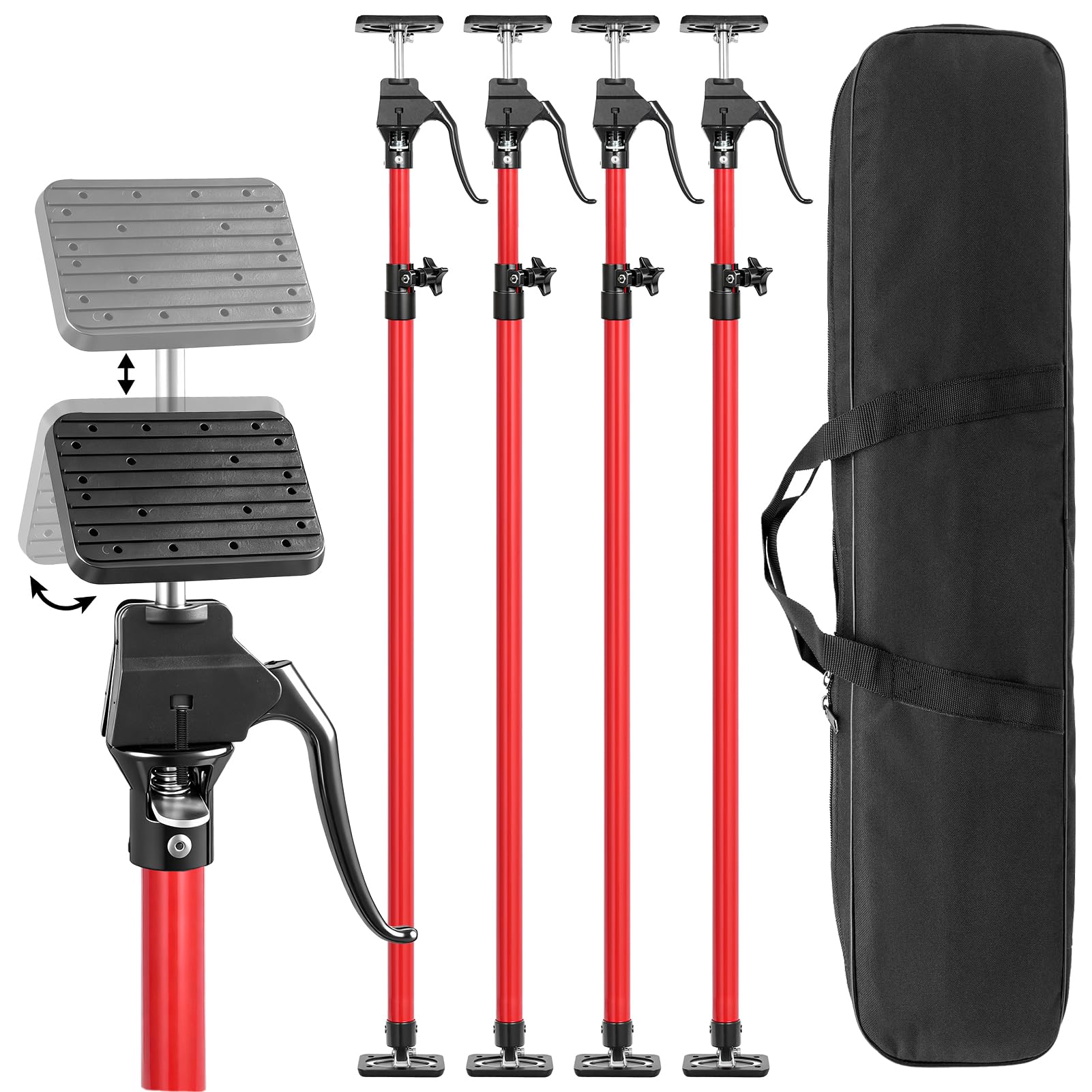 Photo 1 of **Only One** Cabinet Jack for Installing Cabinet,1 Pack Adjustable 3rd Hand Support Pole Extend from 47.2" to 114.2",Premium Steel Cabinet Lift Jack Support up to 200 lbs,with Storage Bag (Red)