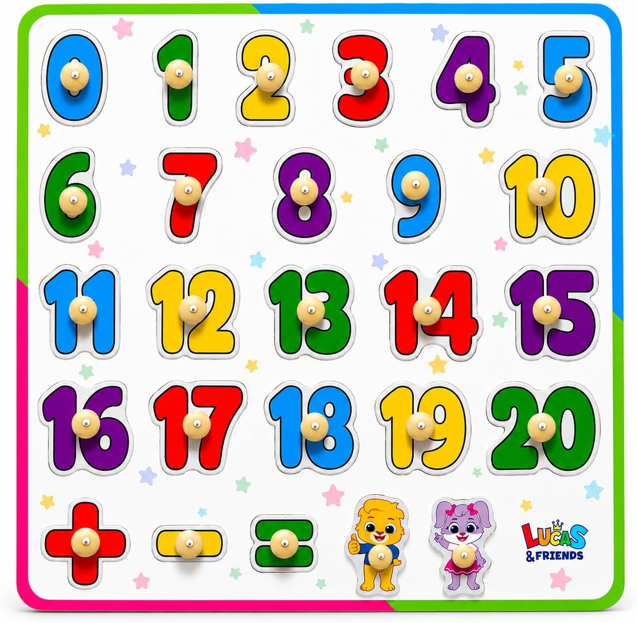 Lucas & Friends Wooden Number Peg Puzzle for Toddlers, Educational Toys