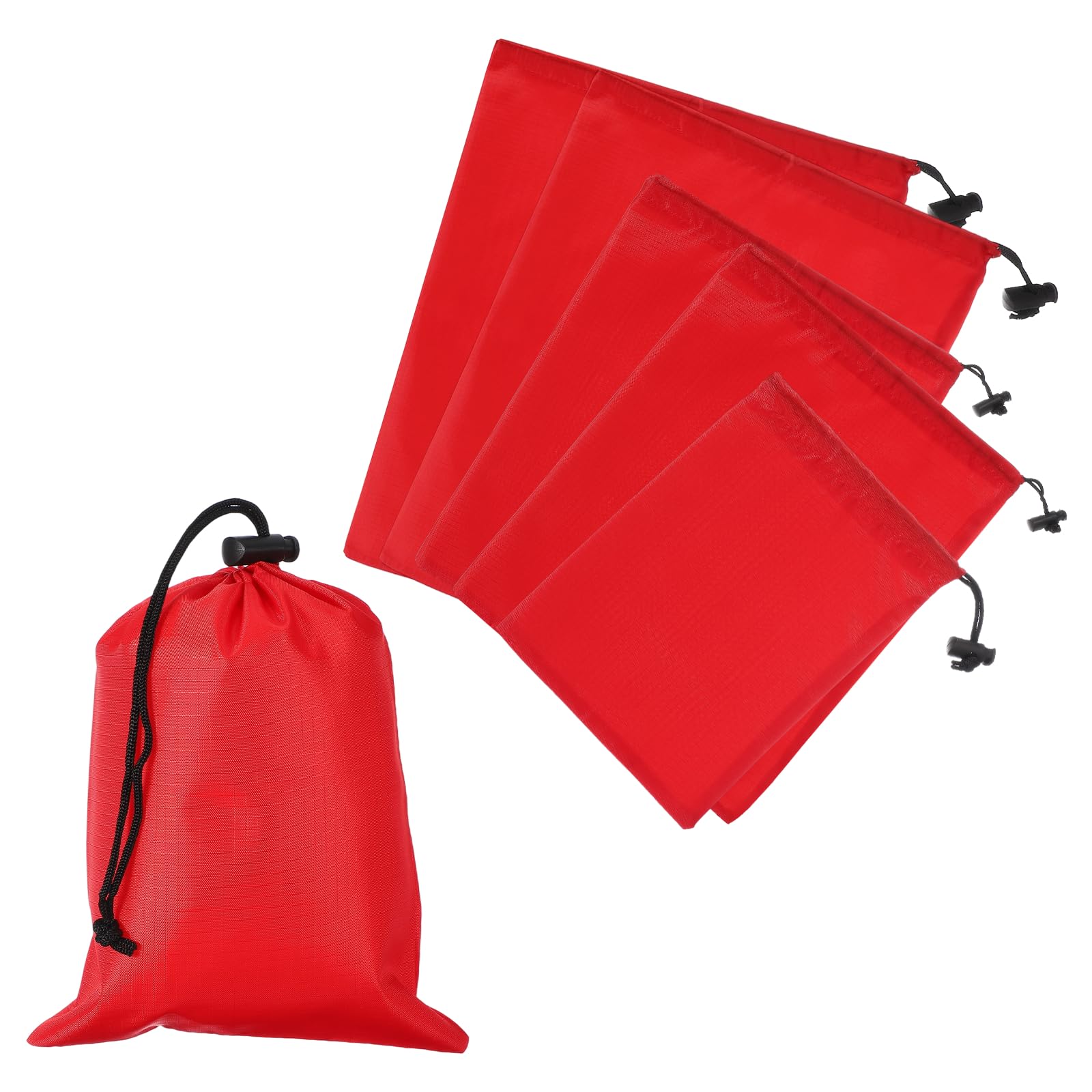 YELARXI Drawstring Bag with Toggle, Stuff Sack String Waterproof Travel Storage Bags Cinch Stuff Pouch 3 Size & 6 Pack & Red -Fitting for (Gym/Traveling/Hiking/Yoga/Office/Shoes)
