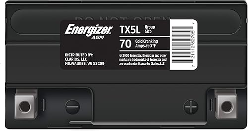 Miniatura 2 de Energizer TX5L AGM - Batería para motocicleta y ATV de 12 V, 70 amperios de arranque en frío y 4 Ahr, reemplaza: YTX5L-BS y otros, negro