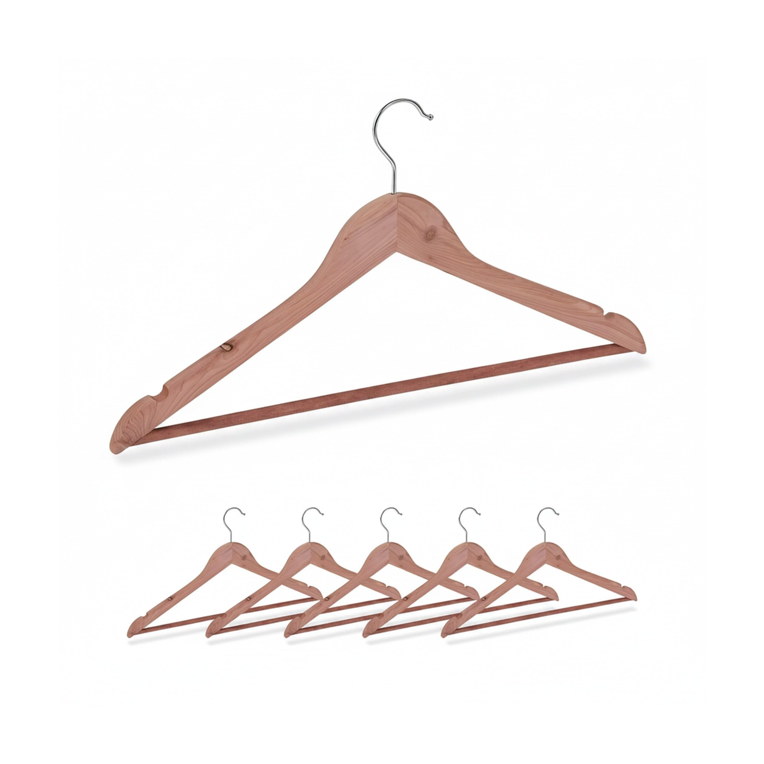 24 Perchas Ropa de Madera de Cedro, para Camisas o Trajes, contra Polillas, 44 cm Ancho, Marrón Natural