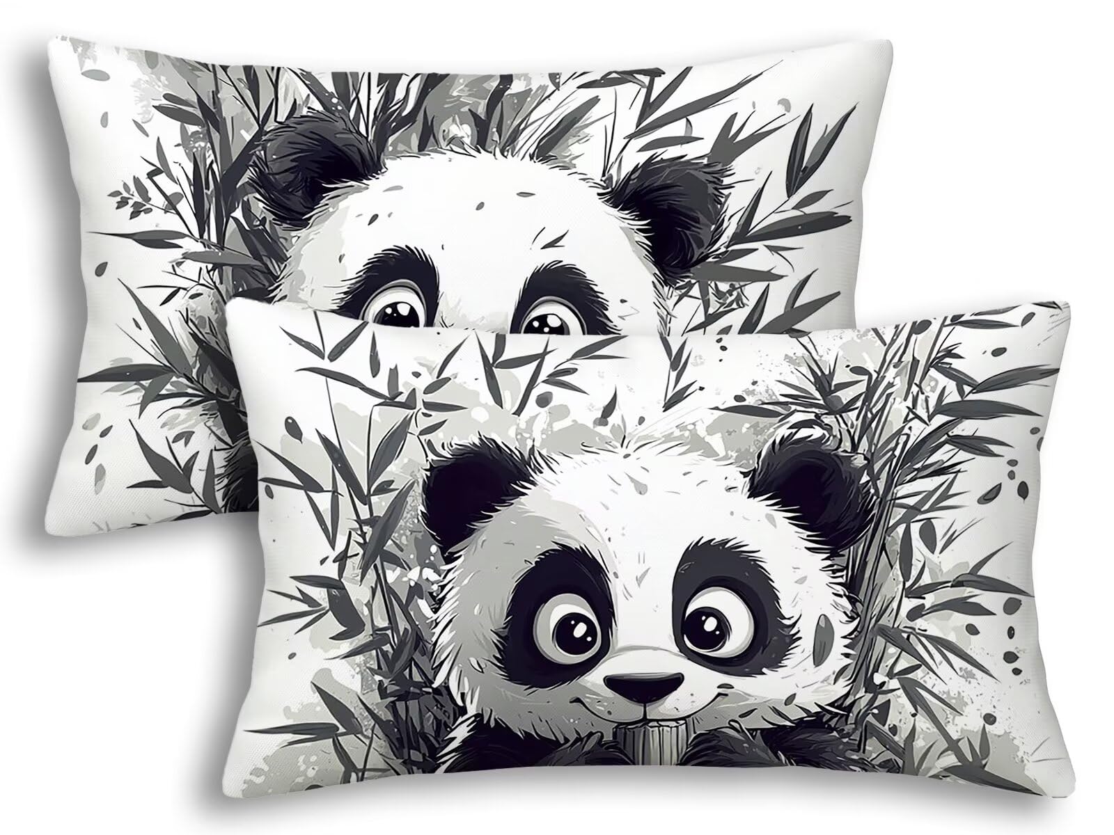 Housse coussin exterieur panda 40x80 lot de 2 pour embellir votre salon de jardin