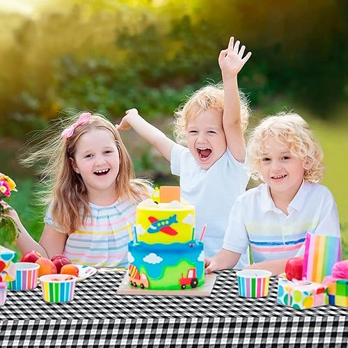 Miniatura 8 de LINPRO Funda de mesa de picnic de 6 pies con fundas de banco, fundas de mesa de picnic ajustadas con elástico impermeable, a cuadros, mantel de