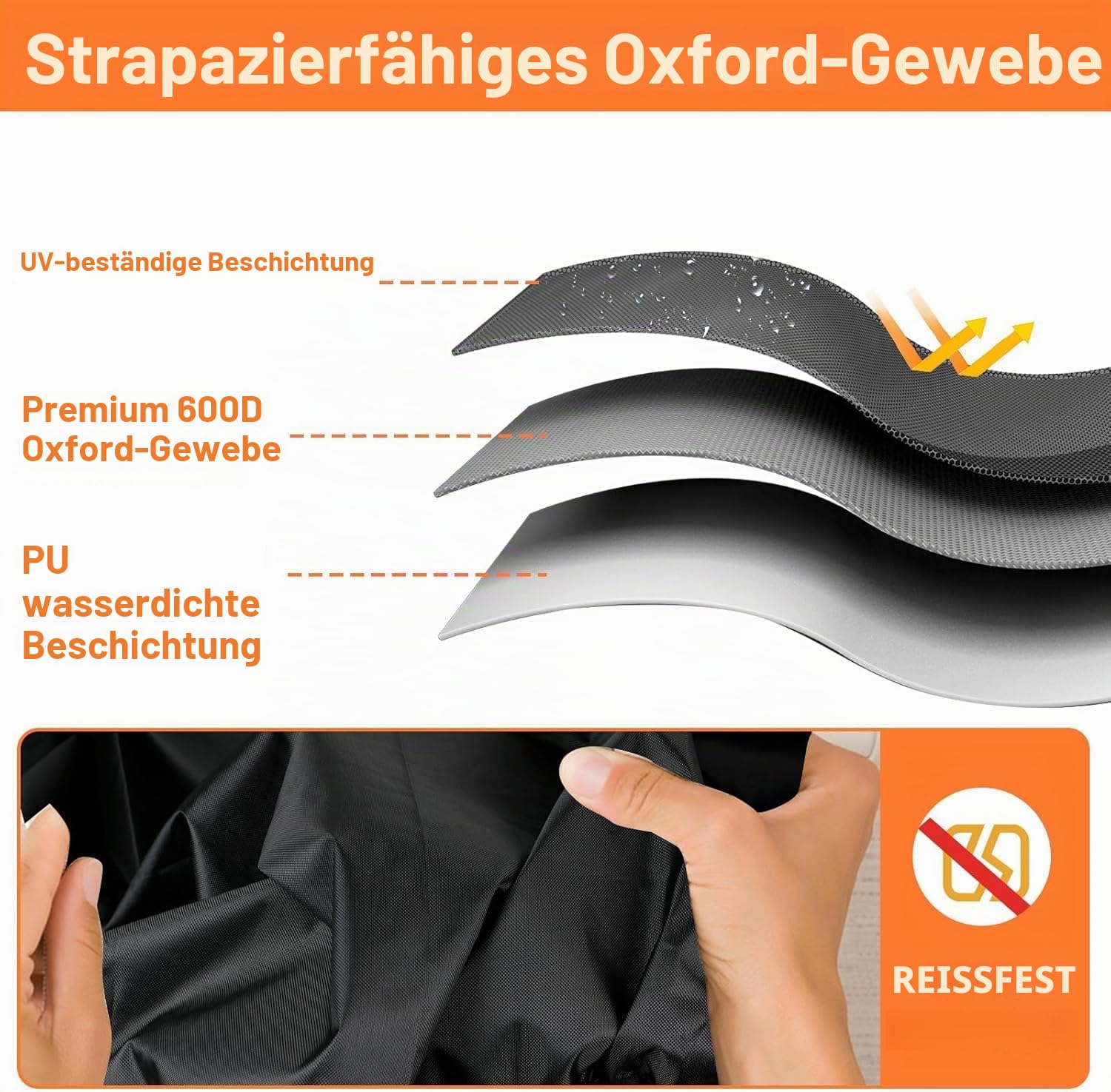 600D Rasentraktor Abdeckung wasserdicht staubdicht UV-beständig L201 x B140 x H117cm