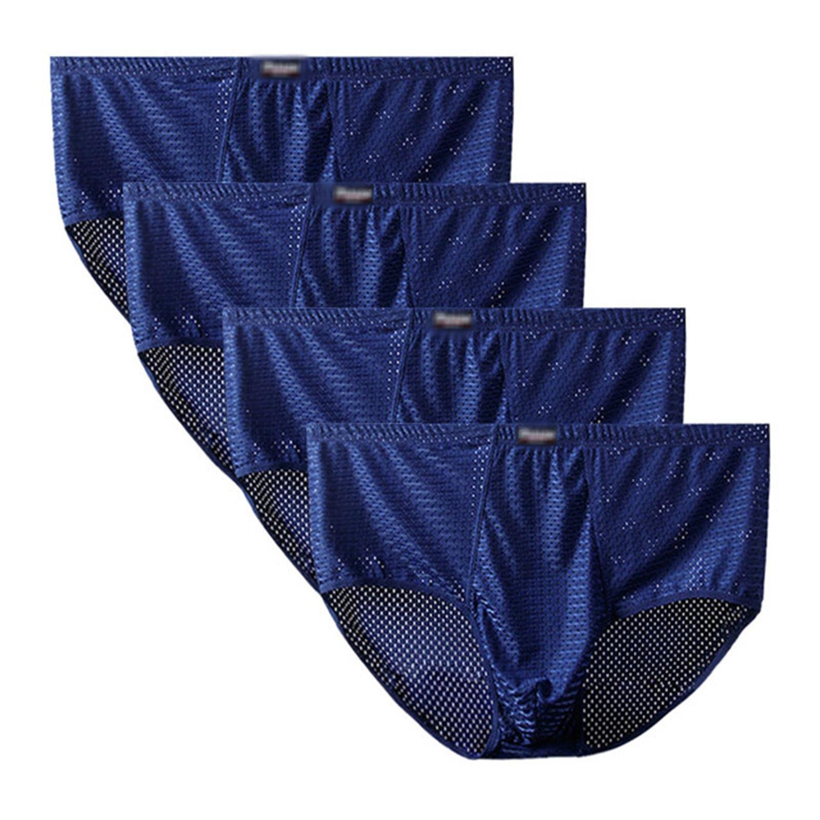 Boxer Uomo 10Xl-3Xl 4 Pezzi Mesh Sexy Middle Wels Briefs-4 Blue,5XL