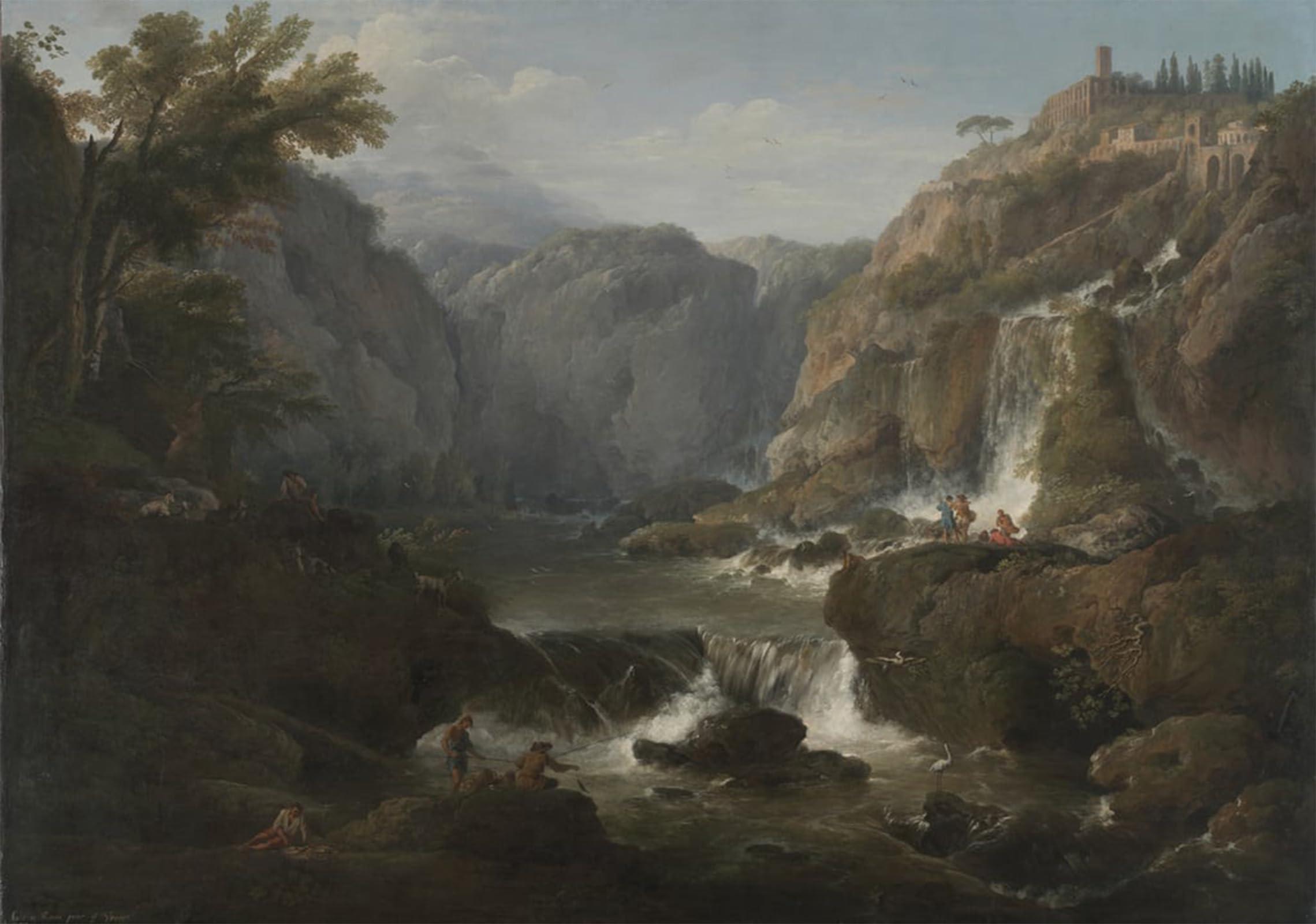POSTERIIk Famous Modern Artwork Art Mural the Waterfalls At Tivoli by Claude Vernet Oil Paintings Pictures for Home Decor 60x90cm