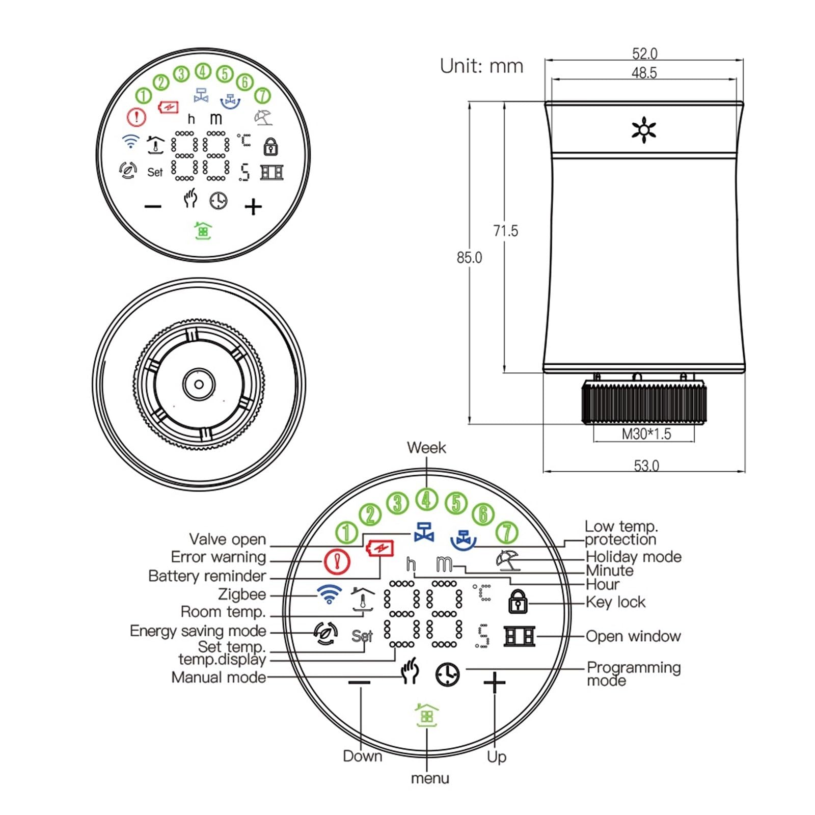 Inteligentny Termostat TRV, Zawór Grzejnikowy, Siłownik Regulatora Temperatury, Programowalne Sterowanie Głosowe OszczęDza Energię I Koszty Ogrzewania(Valve White,1 PC)