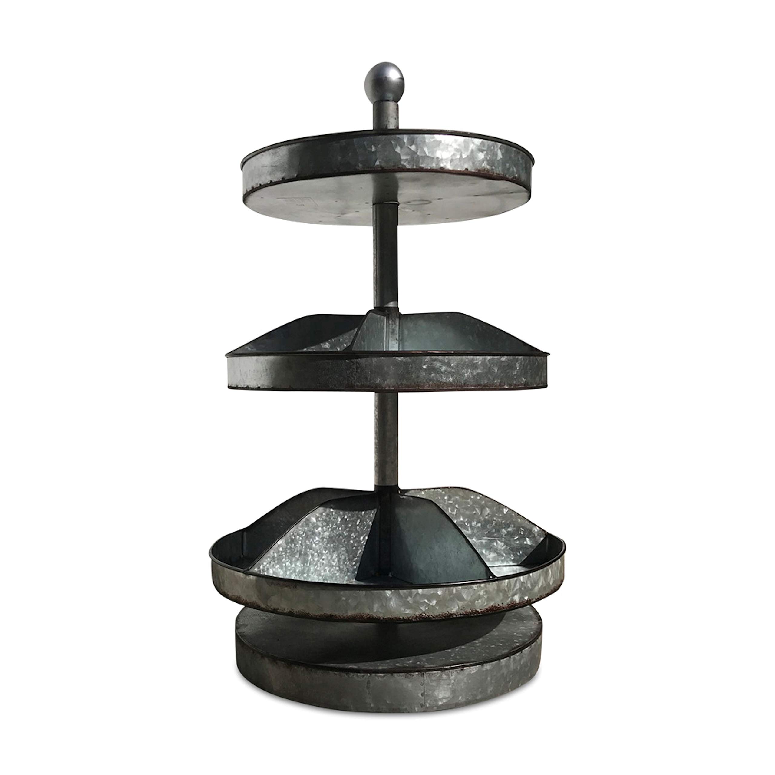 Home 28 1/4 Inches Lazy Susan With Partitioned Levels Iron Sturdy Base