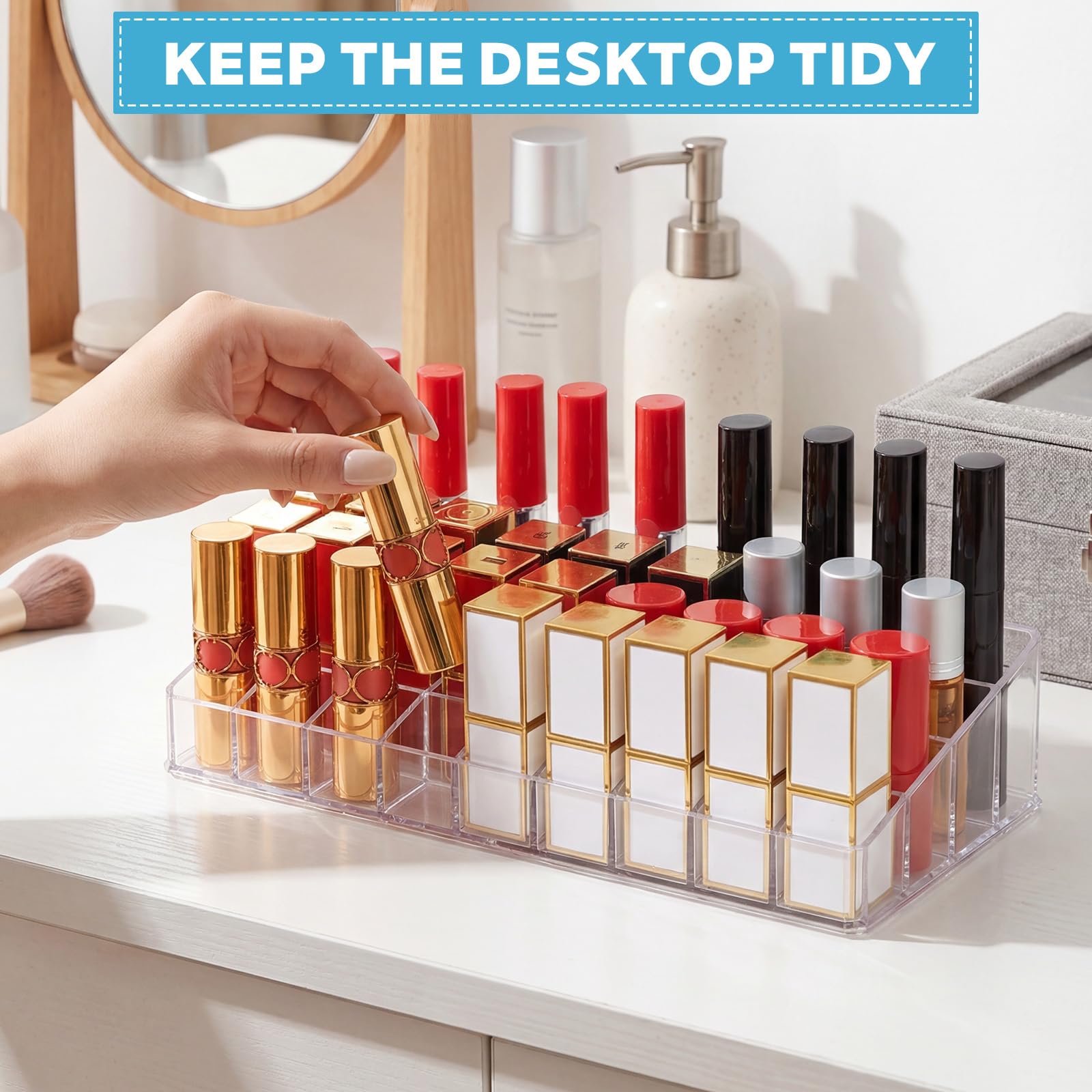 36 Scomparti Portaoggetti Rosso a Levetta Porta Rossetto in Acrilico Trasparente Porta Rossetti Organizzatore Rosso Organizer Rossetti per Lucidalabbra, Pennelli, Mascaras, Eyeliner