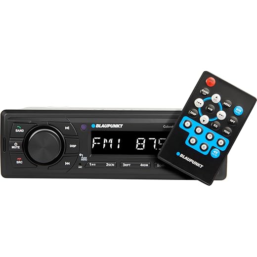 BLAUPUNKT Car Stereo Colombo-130BT Digital Media Receiver, 1 DIN, 4x50 watts with Dual USB Ports (Music & Charging), Bluetooth, AUX in, FM, Hands Free Calling & Remote Control