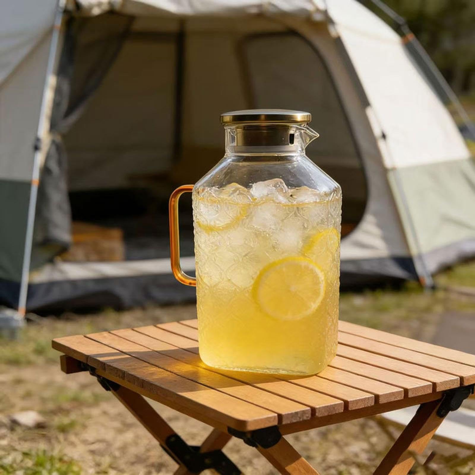 Colcolo Glaskrug, Wasserkocher, transparent, großes Fassungsvermögen, Behälter für Wasser, Saft, Getränke und Kaffee, Goldgriff