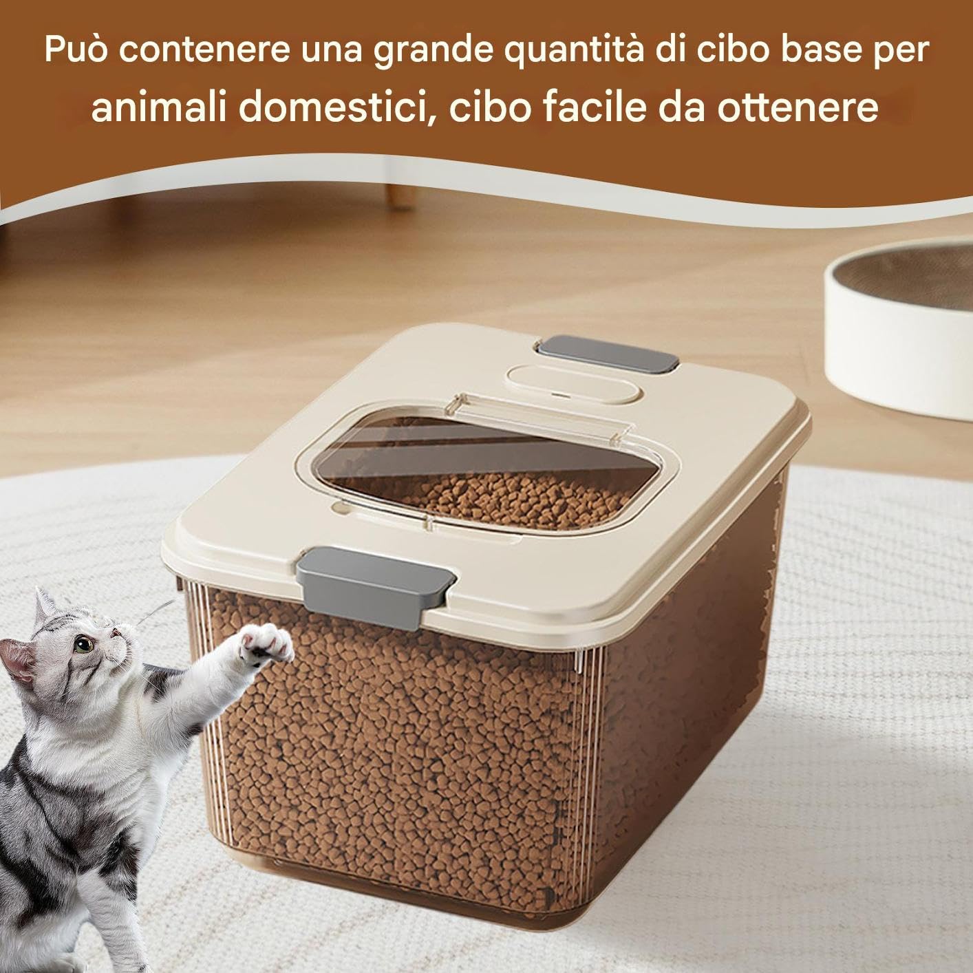 Generico Scatola per Crocchette Ermetico Impermeabile Impilabile | Secchiello Porta Snack Gatti Impilabile Adatto a Cani Gatti Cucina Campeggio All'Aperto