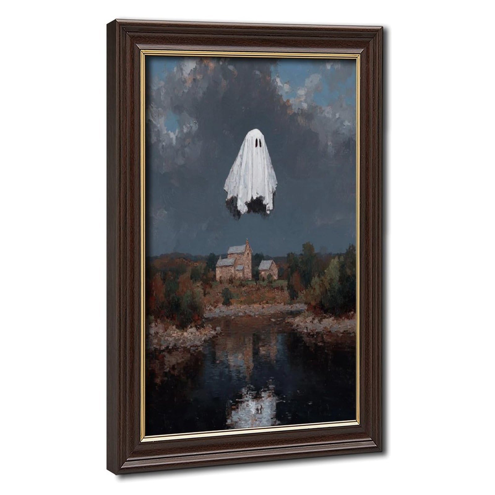 Bareronor Flying Ghost Canvas Poster Bedroom Decor Landscape Office Room Decor Gift 24" L X 36" W