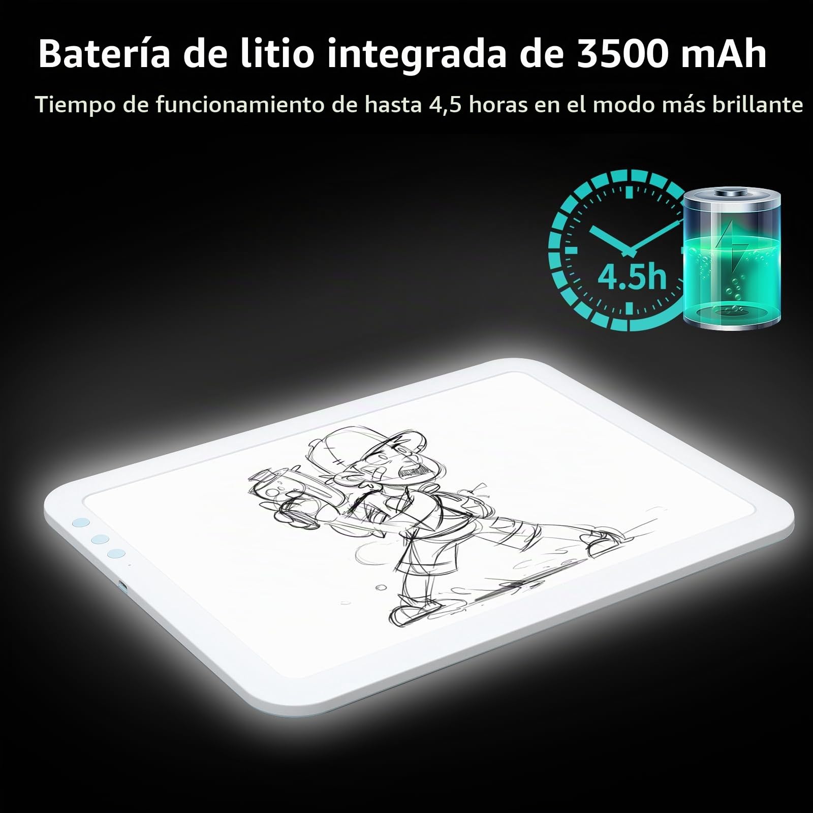 TOHETO A3 Mesa de Luz Recargable Ultrabrillante Para Calcar, Tableta LED Con Brillo Ajustable Para Dibujo, Bocetos, Diseño y Pintura de Diamante 5D