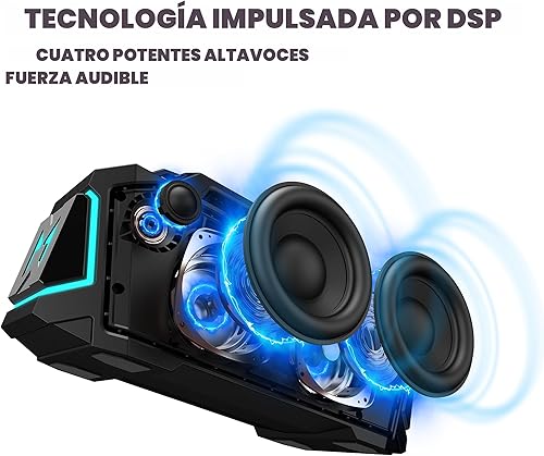 Miniatura 3 de Altavoz Bluetooth, Musibaby M1 altavoces Bluetooth portátiles sonido estéreo fuerte con subwoofer, graves profundos, IPX6 resistente al agua,