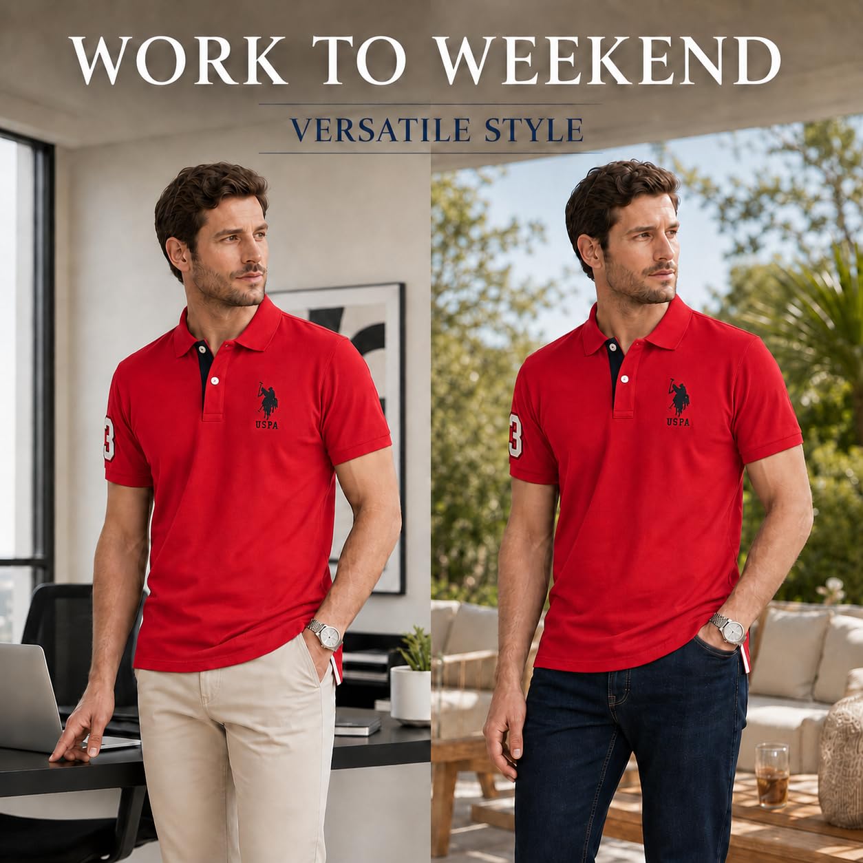 U.S. Polo ASSN. Slim Fit Solid Short Sleeve Pique Polo Shirt Polo Hombre (Pack de 1)